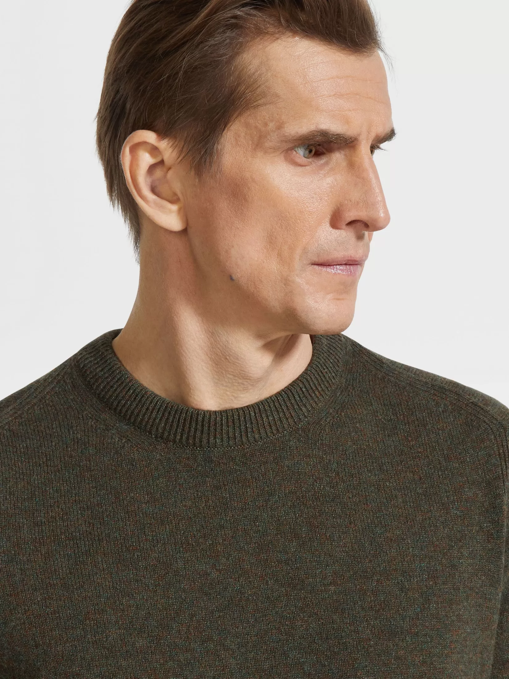 ZEGNA Travel In Style | Sweaters<Army Green Multimélange Oasi Cashmere Crewneck ArmyGreenMultimélange