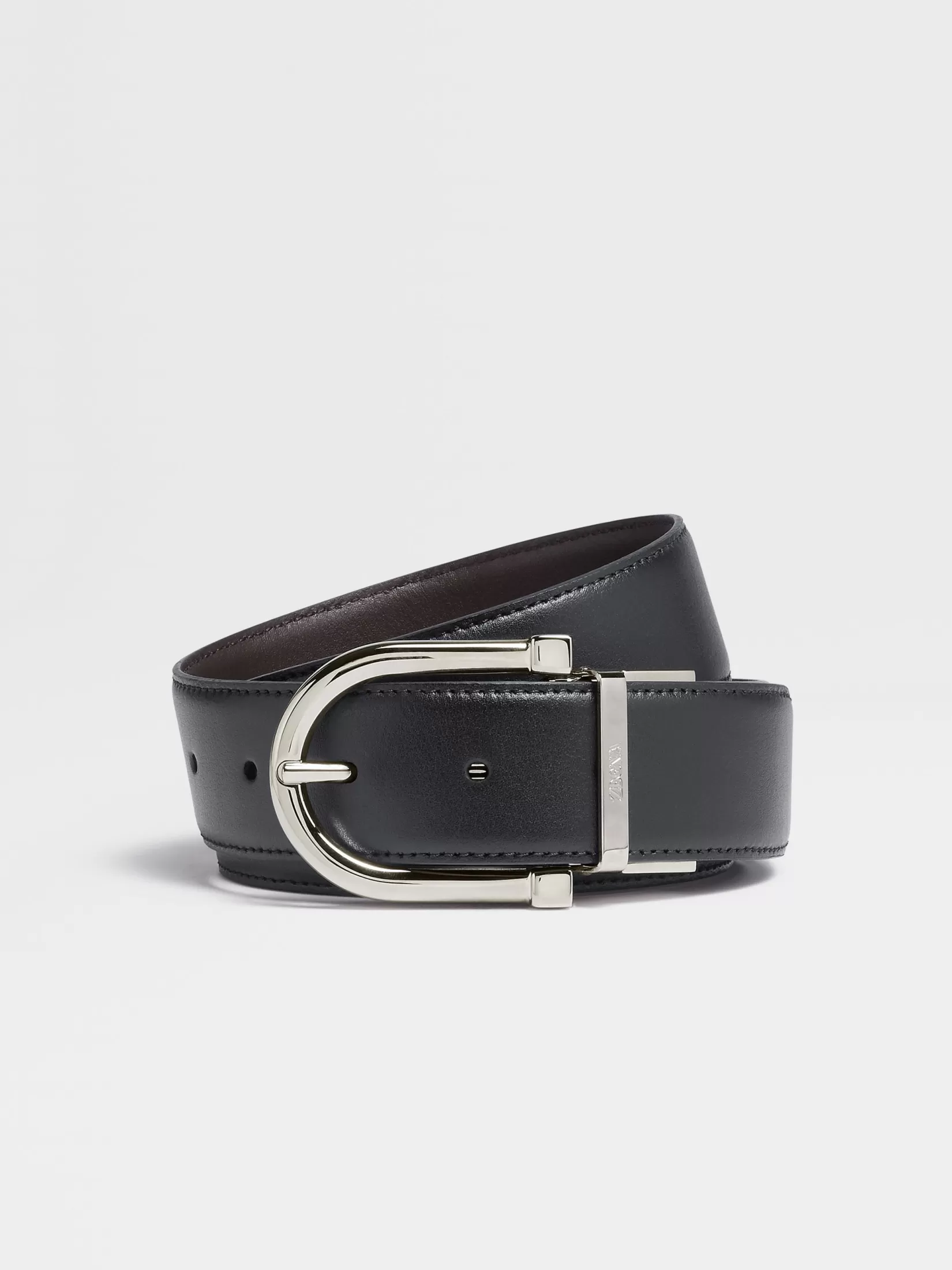 ZEGNA Belts<Black and Dark Brown Reversible Leather Belt Black/DarkBrown