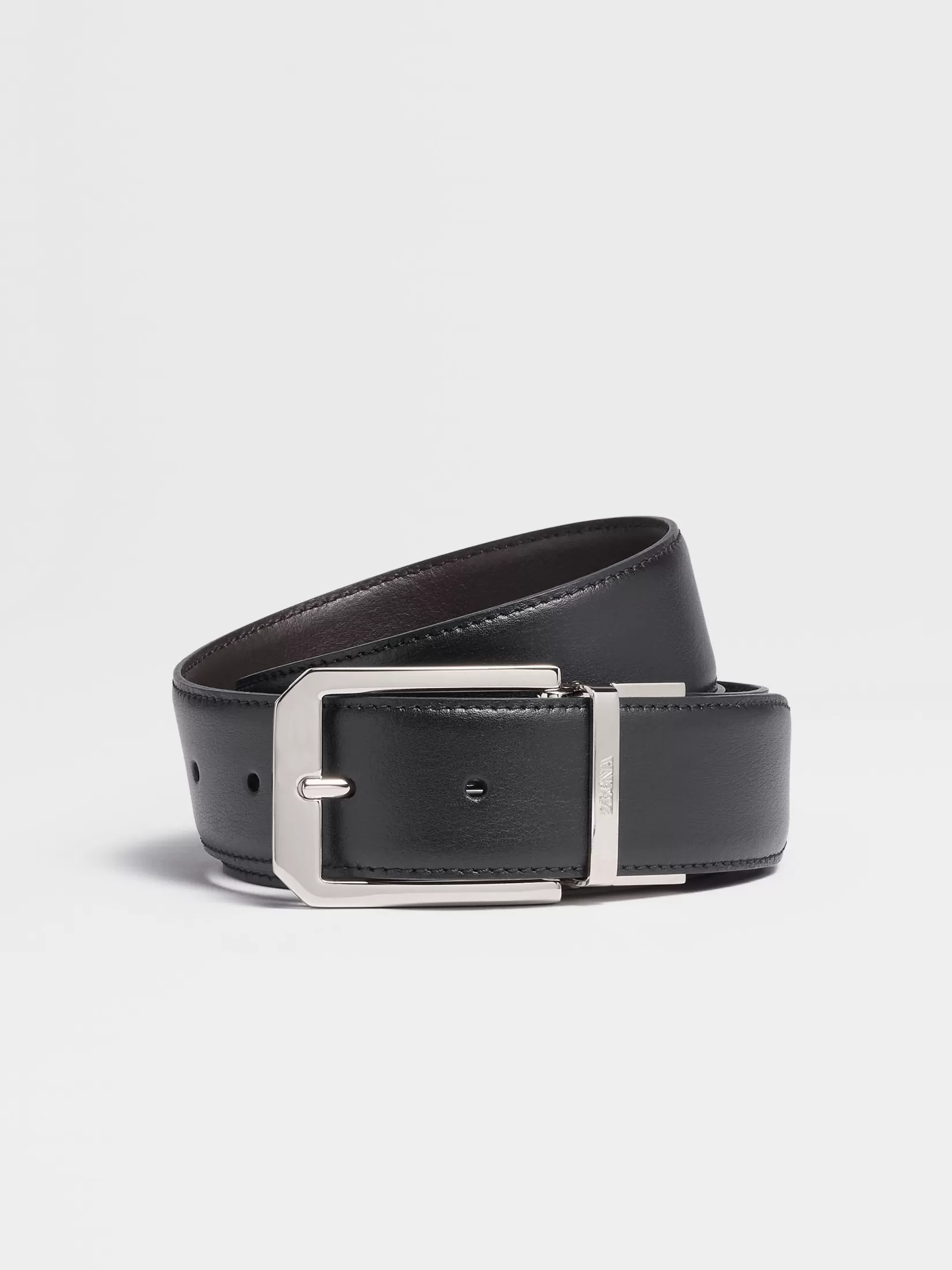 ZEGNA Belts<Black and Dark Brown Reversible Leather Belt Black/DarkBrown