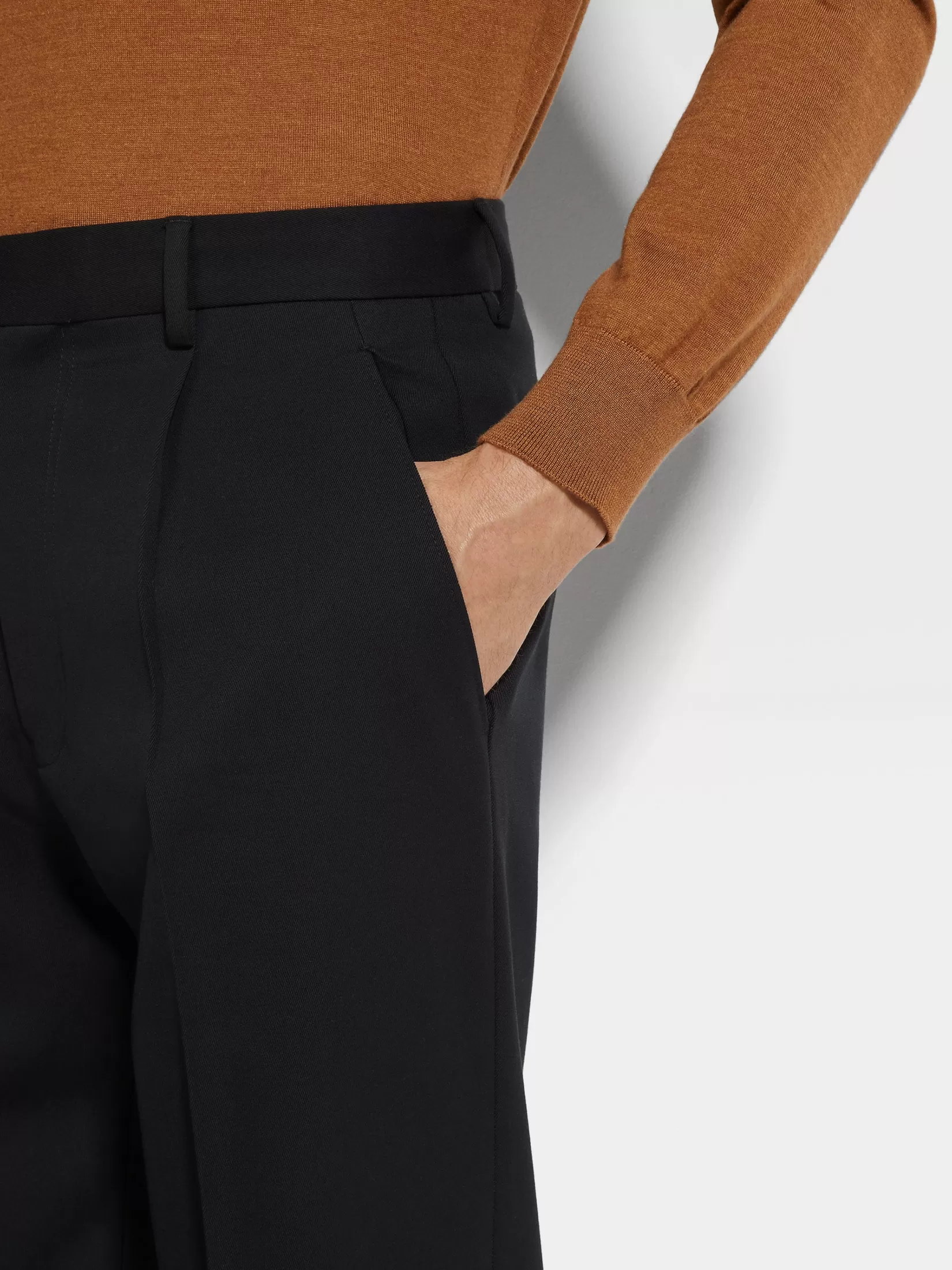 ZEGNA Travel In Style | Pants<Cotton and Wool Pants Black