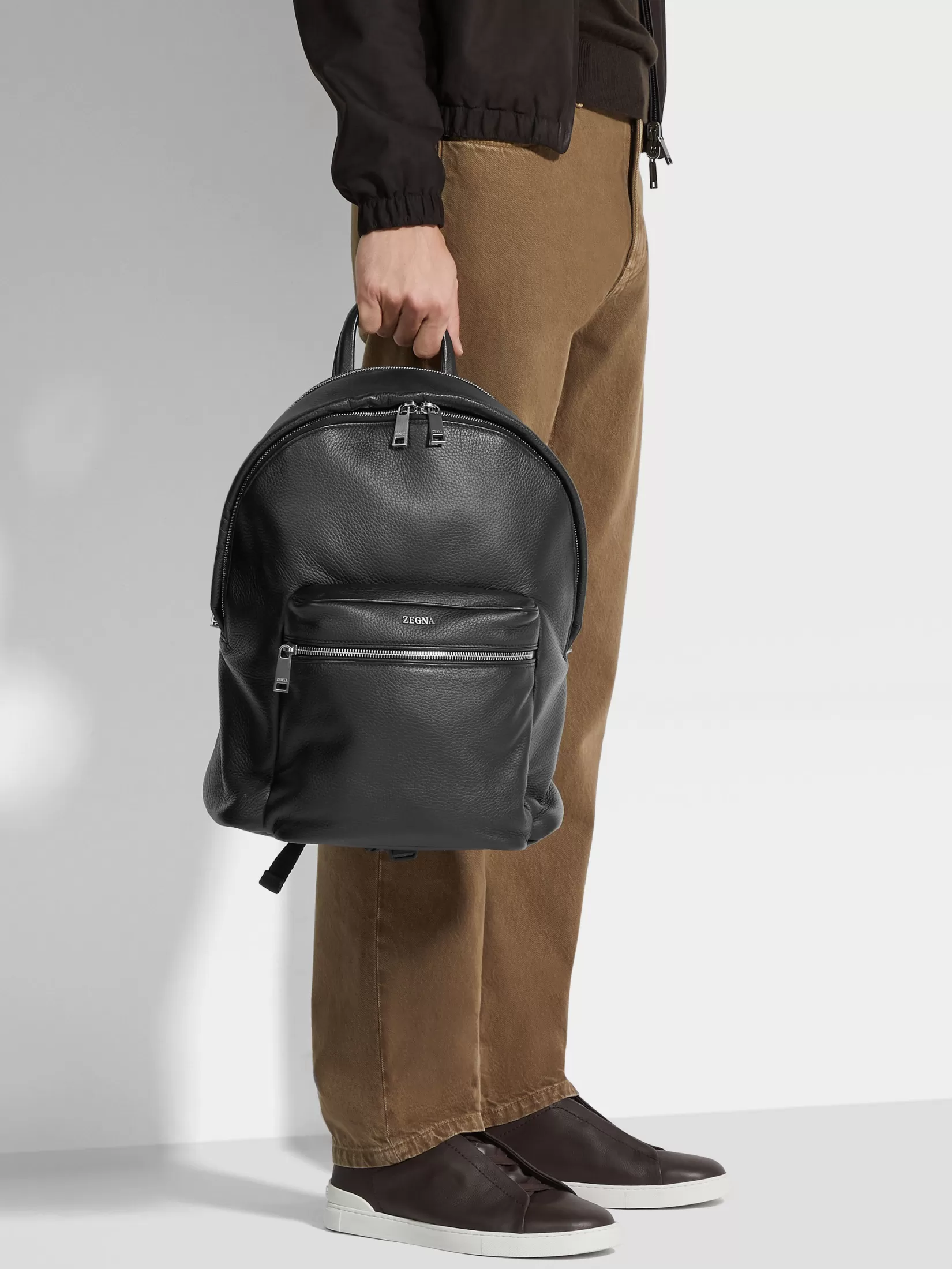 ZEGNA Travel In Style | Bags And Wallets<Deerskin Hoodie Backpack Black