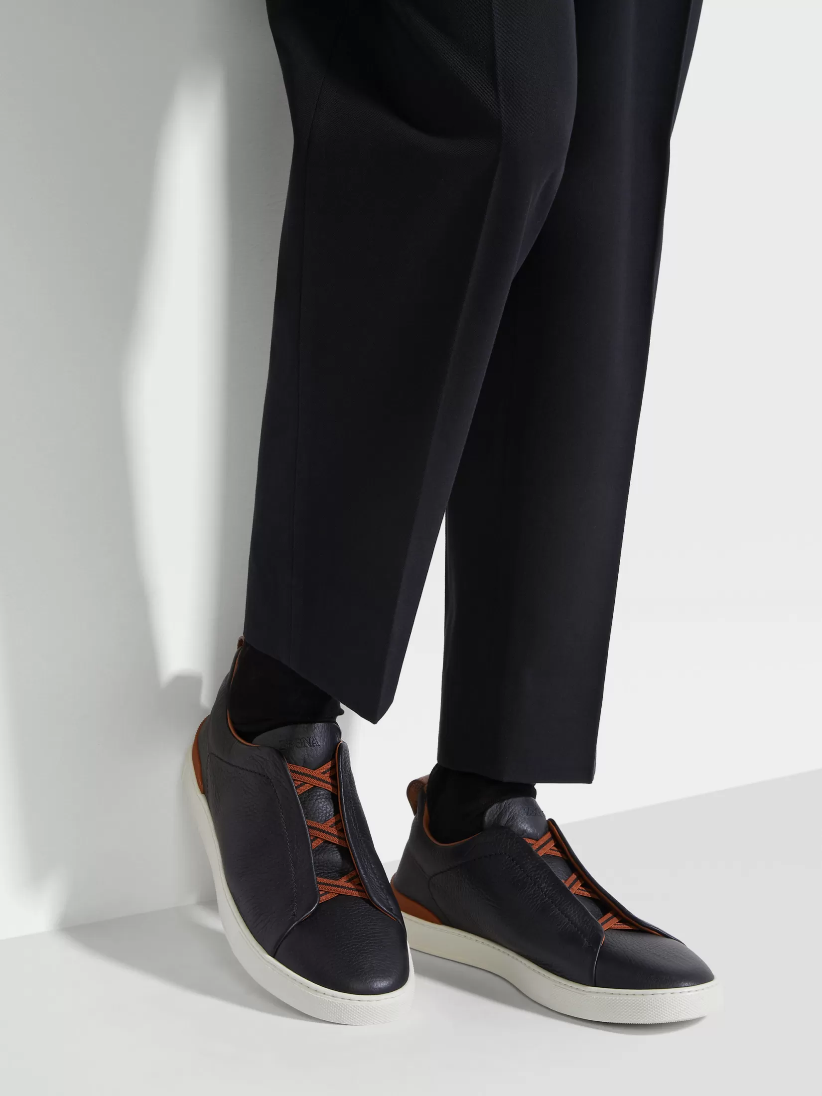 ZEGNA Sneakers<Deerskin Triple Stitch™ Sneakers Black