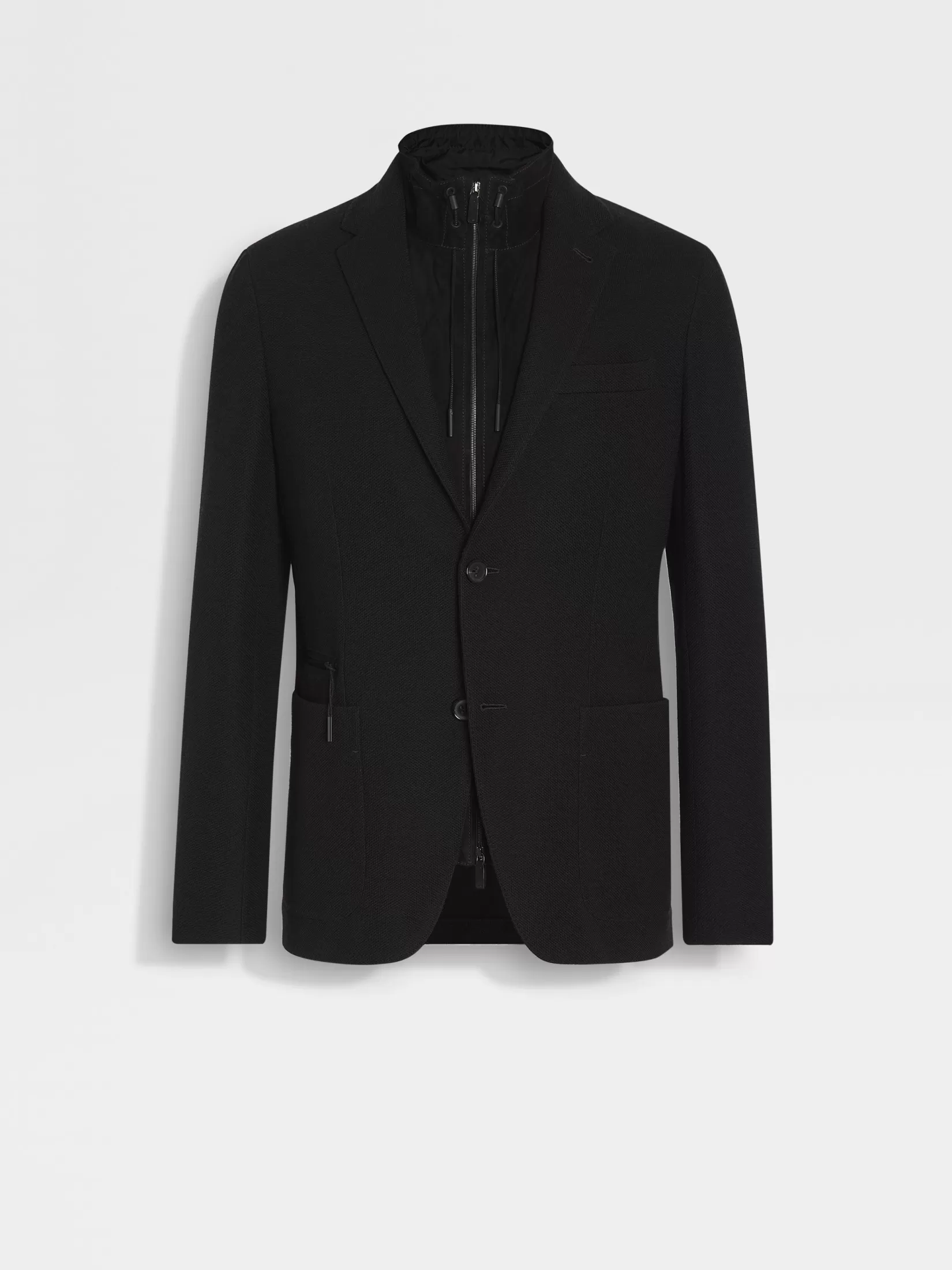 ZEGNA Blazers<High Performance™ Jersey Wool Blend Sweater Jacket Black