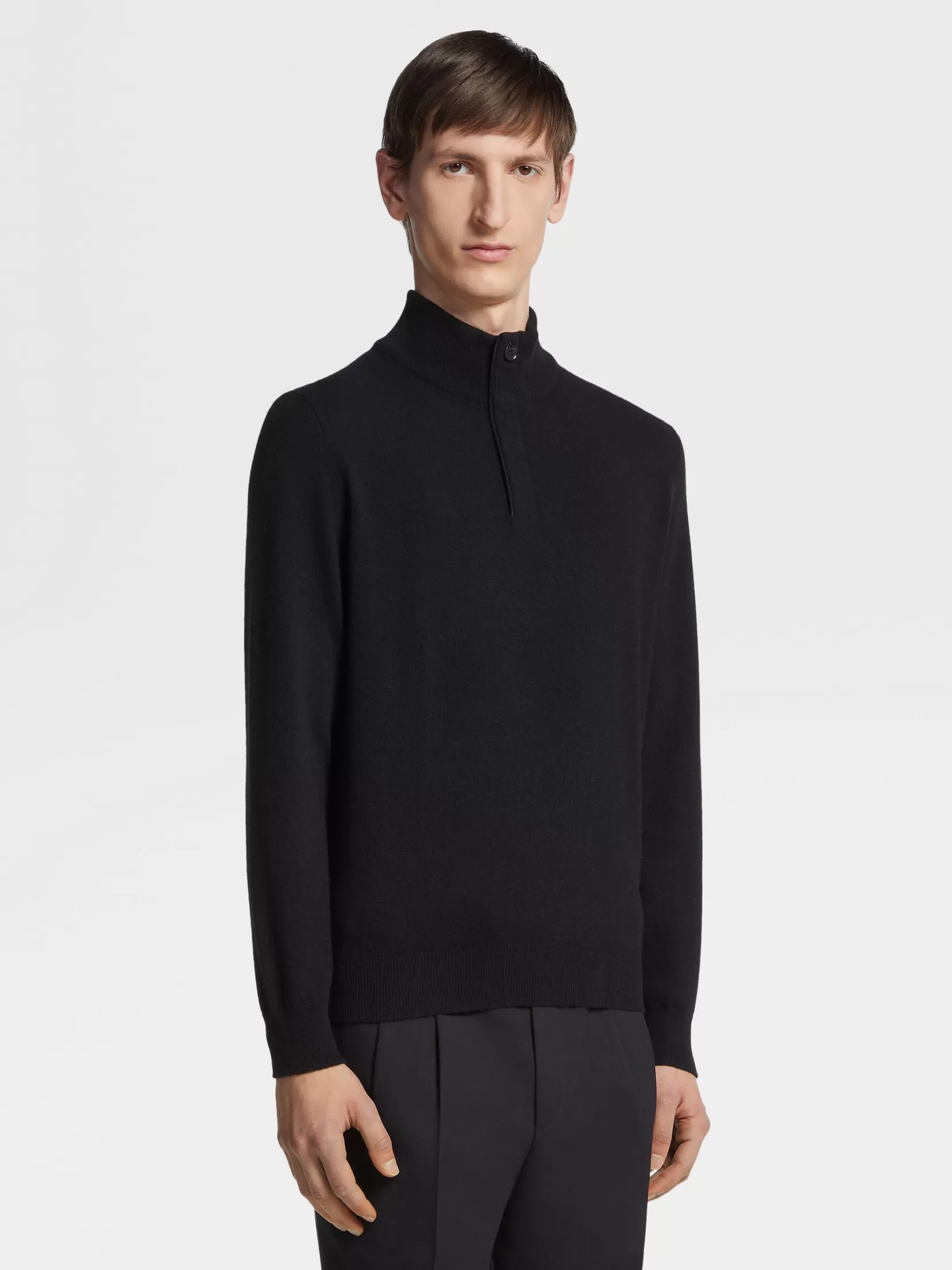 ZEGNA Sweaters<Oasi Cashmere Zip Mock Neck Sweater Black