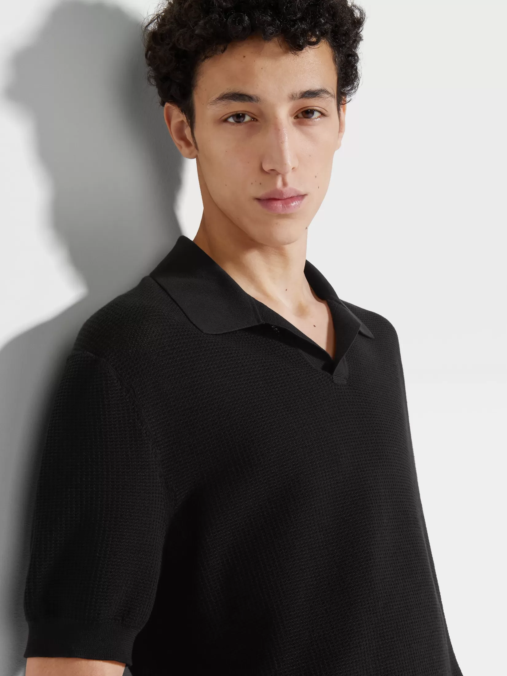 ZEGNA Polo Shirts | Sweaters<Premium Cotton Polo Shirt Black