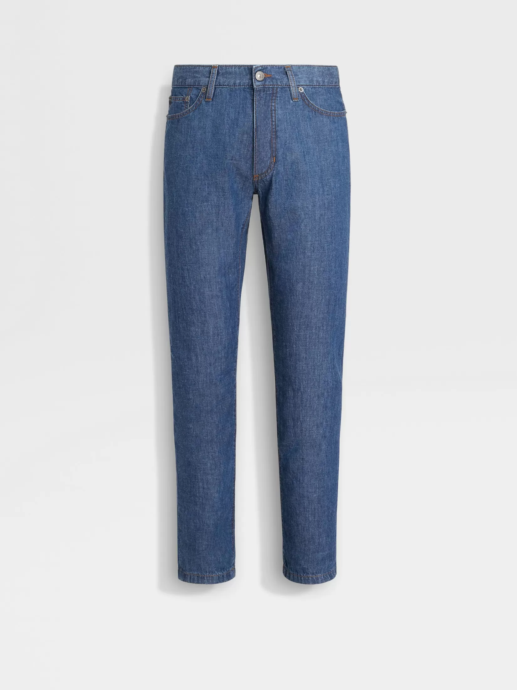 ZEGNA Jeans<Bleached Cotton and Linen Roccia Jeans Blue