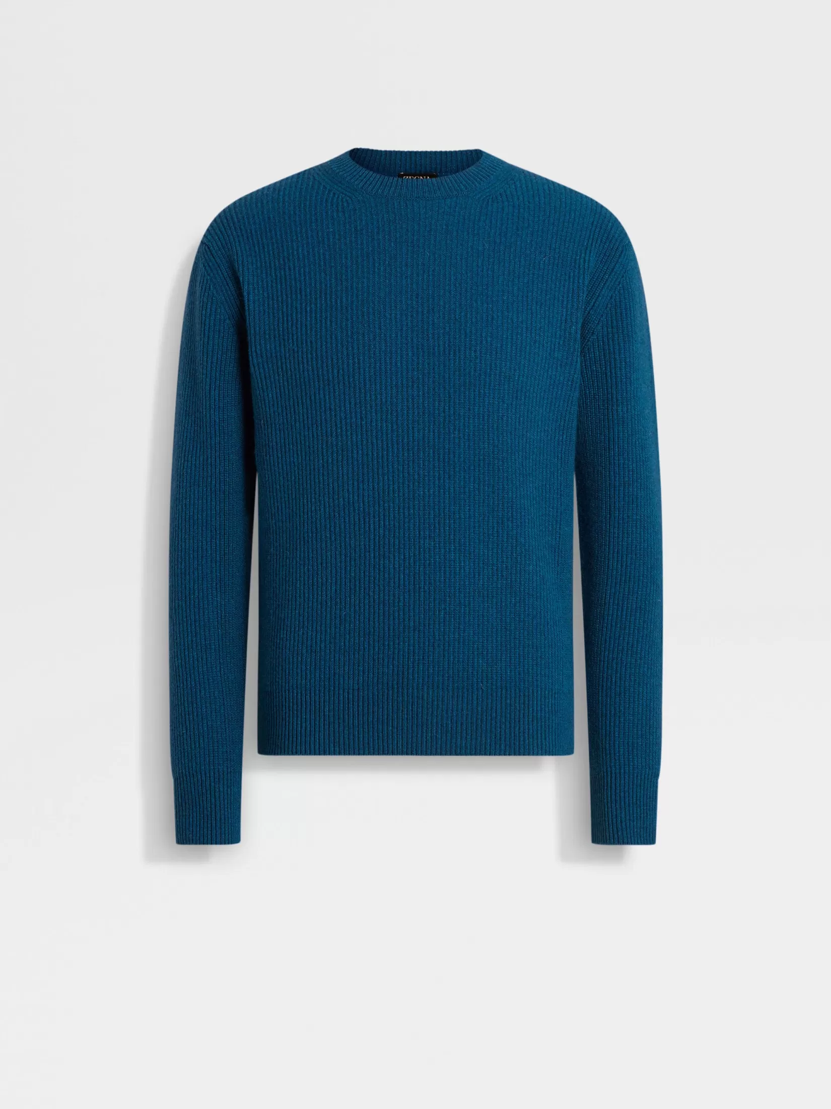 ZEGNA Sweaters<Bright Teal Blue Oasi Cashmere Crewneck BrightTealBlue