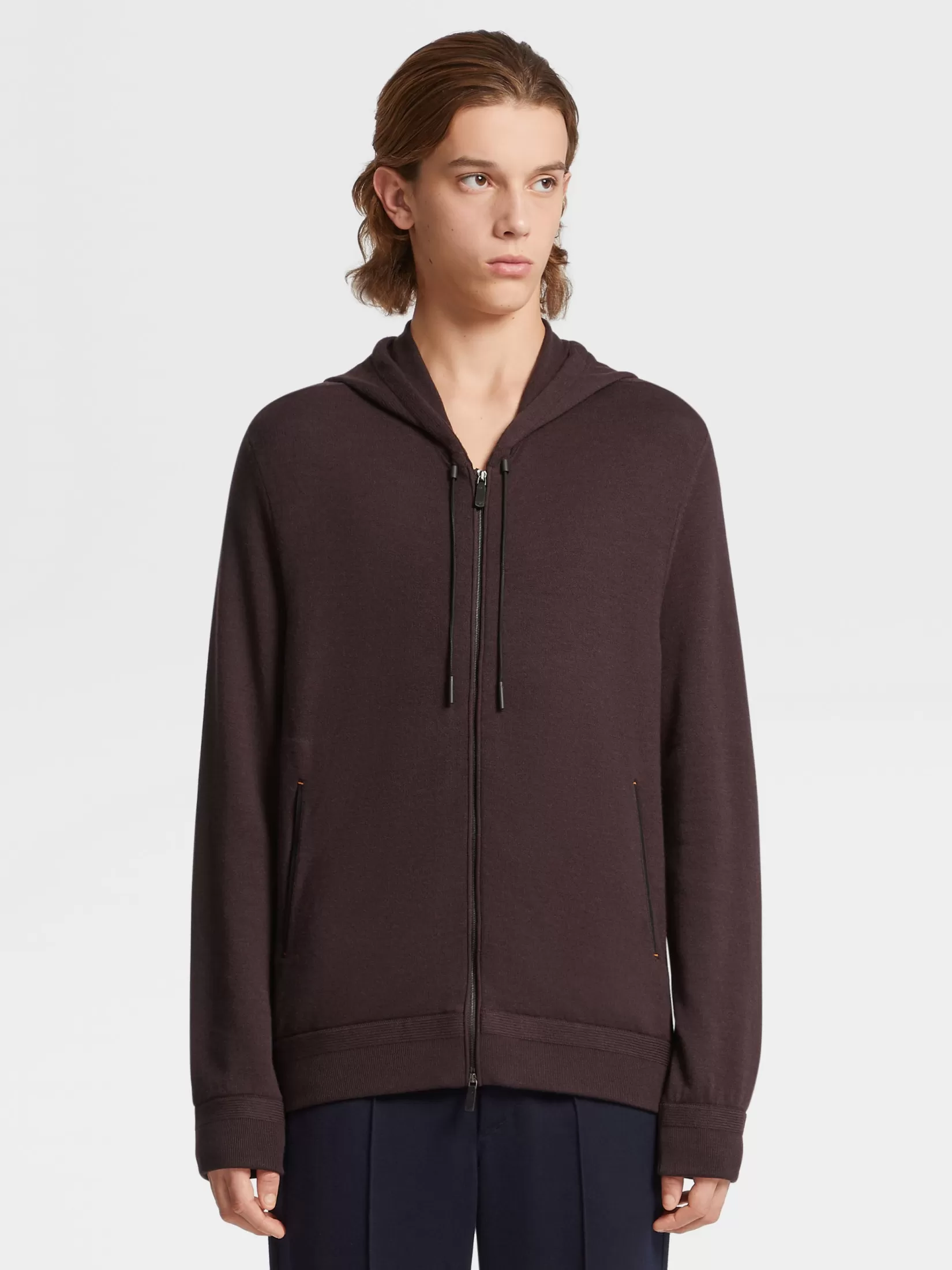 ZEGNA Joggers And Sweatshirts | Sweaters<12milmil12 Wool Full Zip Hoodie Burgundy