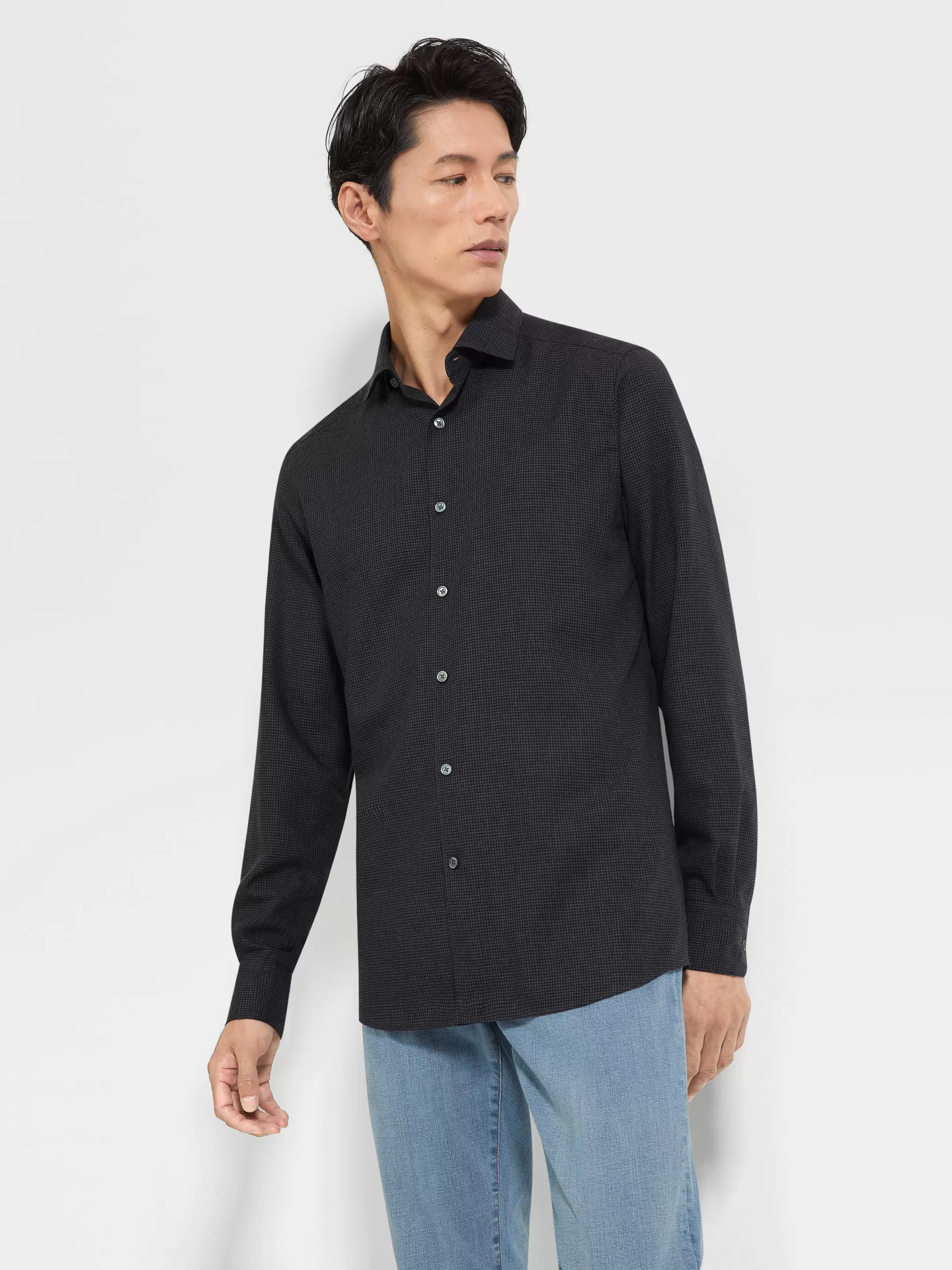 ZEGNA Shirts<Cashco Shirt DarkGrey/Black