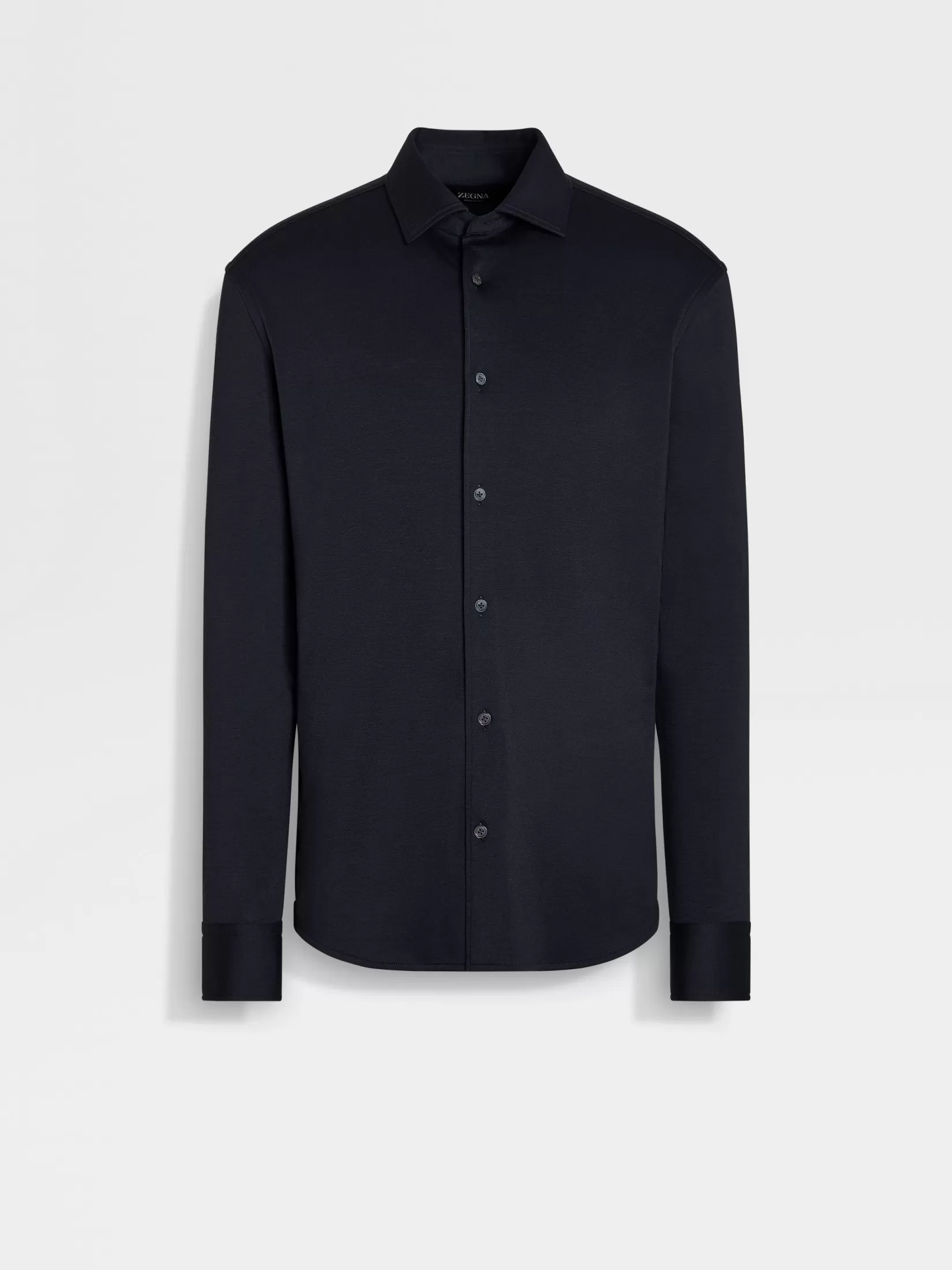 ZEGNA Shirts<Cashmere and Silk Shirt NavyBlue