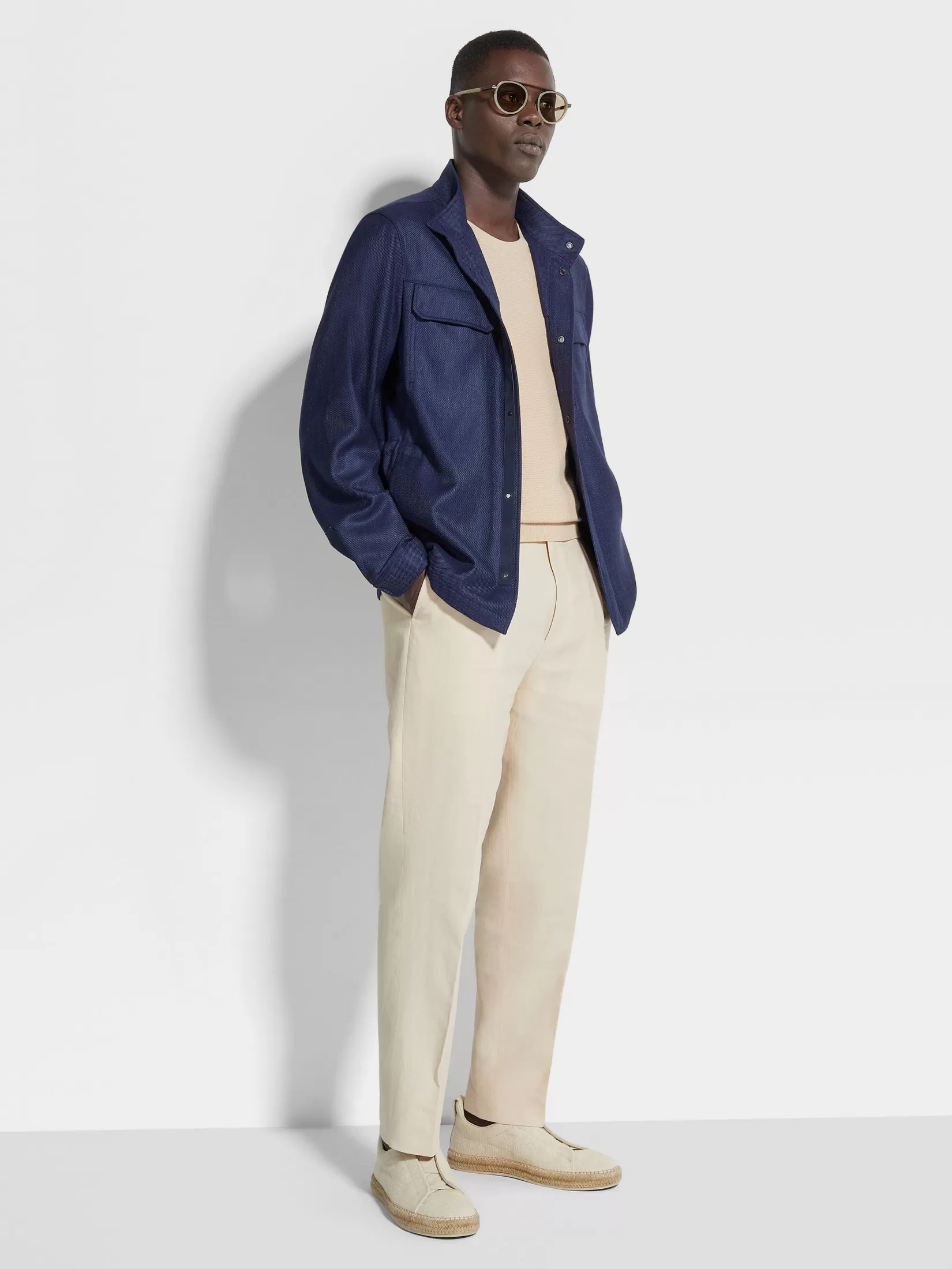 ZEGNA Jackets And Coats<Cashmere Silk and Linen Blouson InkBlue