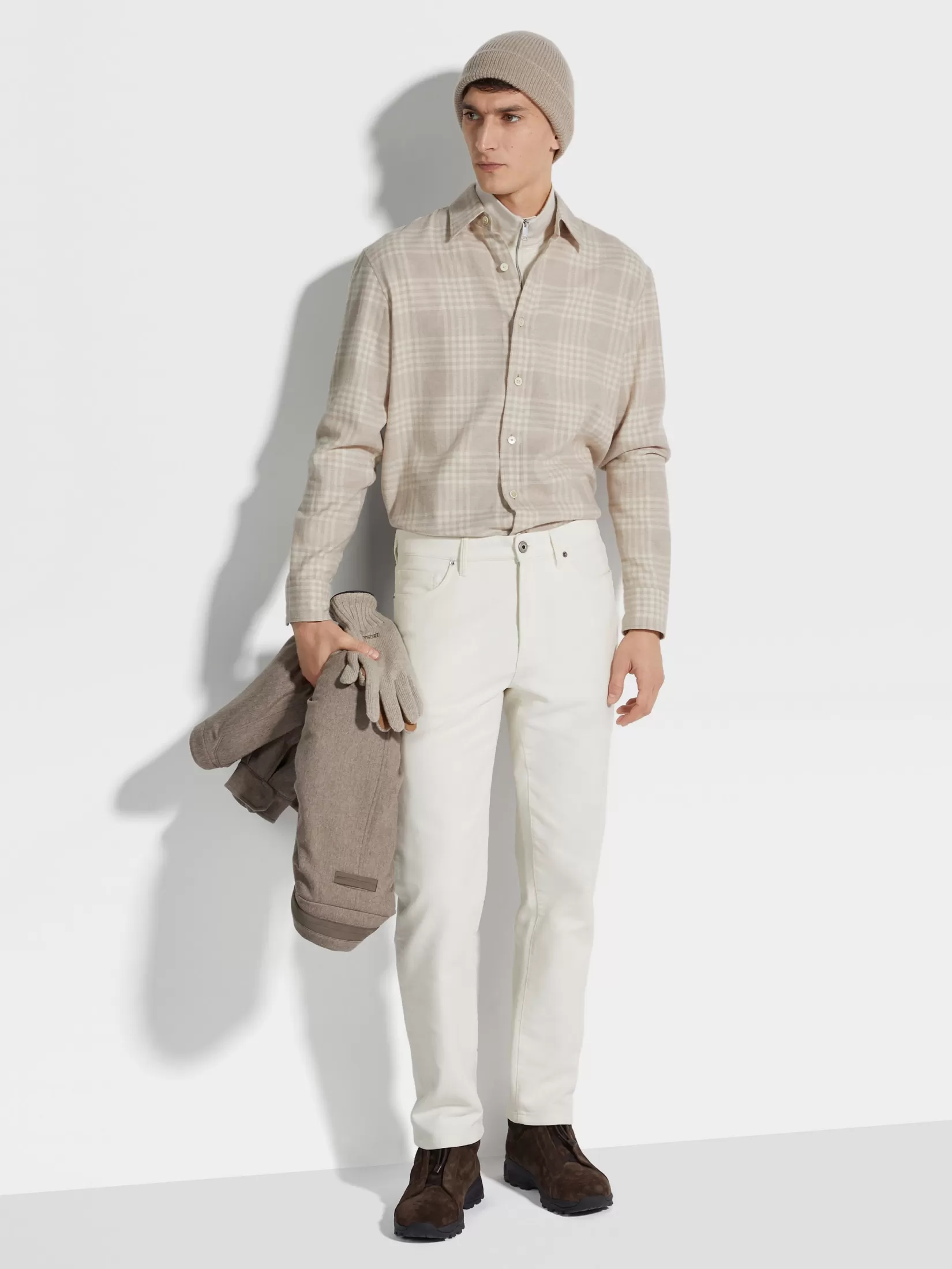 ZEGNA Travel In Style | Shirts<Cotton Shirt White/LightTaupe