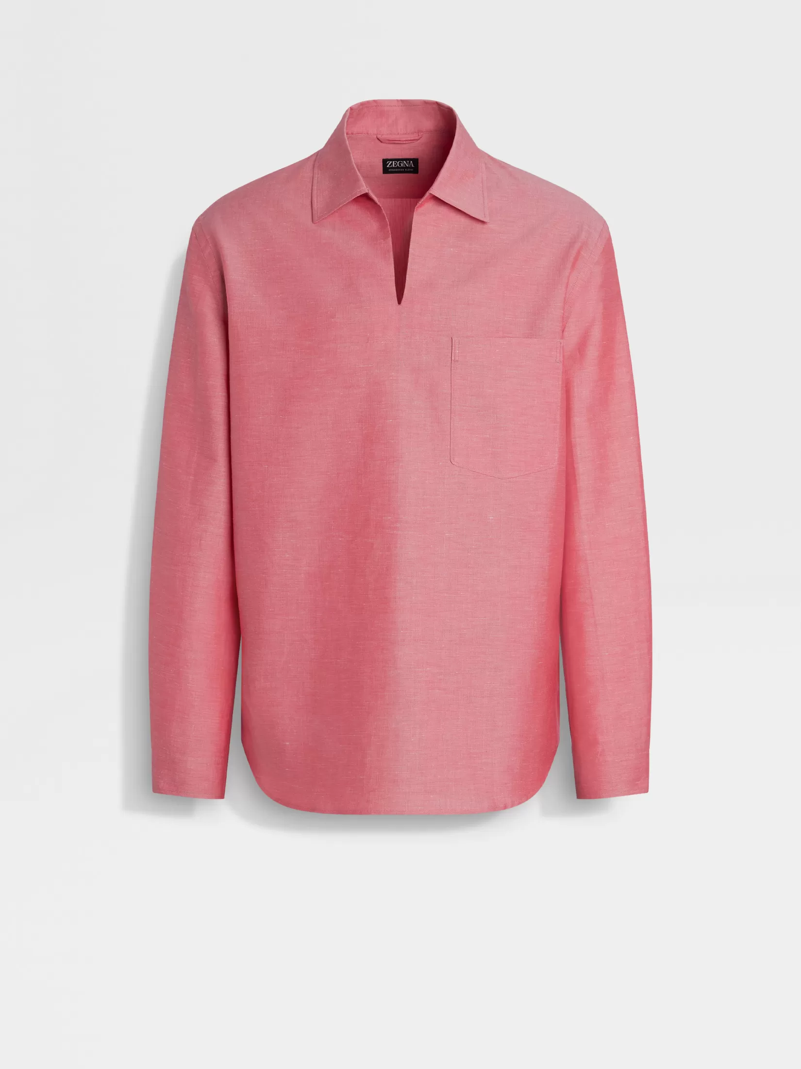 ZEGNA Resort Essentials | Shirts<Crossover Blend Cotton Linen and Silk Polo Shirt Fuchsia