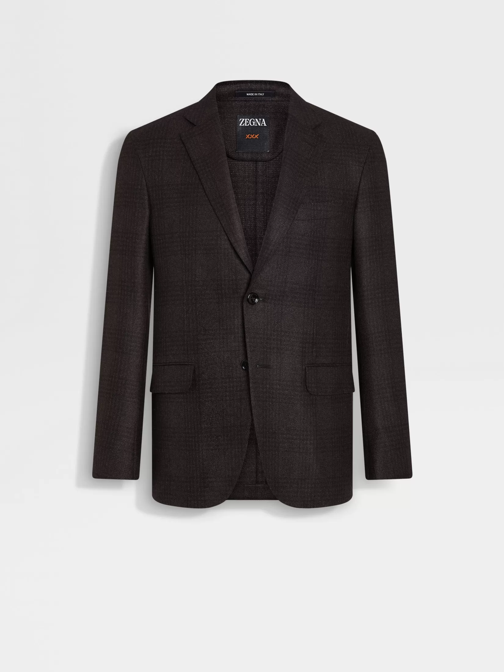 ZEGNA Blazers<Dark Brown and Brown Silk and Cashmere Jacket DarkBrown/Brown