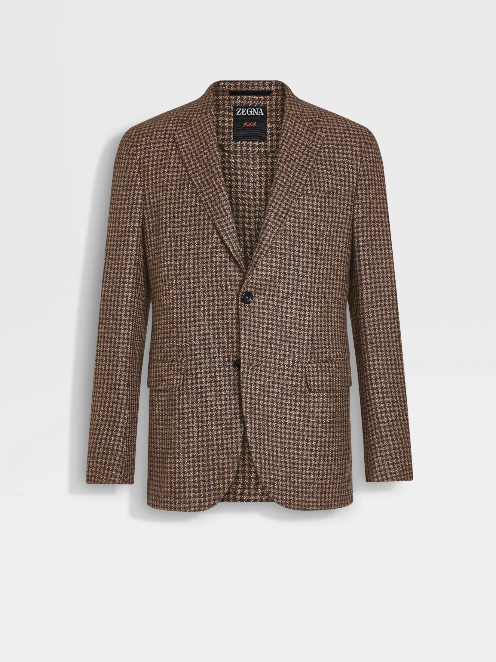 ZEGNA Blazers<Dark Brown and Light Brown Cashmere and Silk Jacket DarkBrown/LightBrown