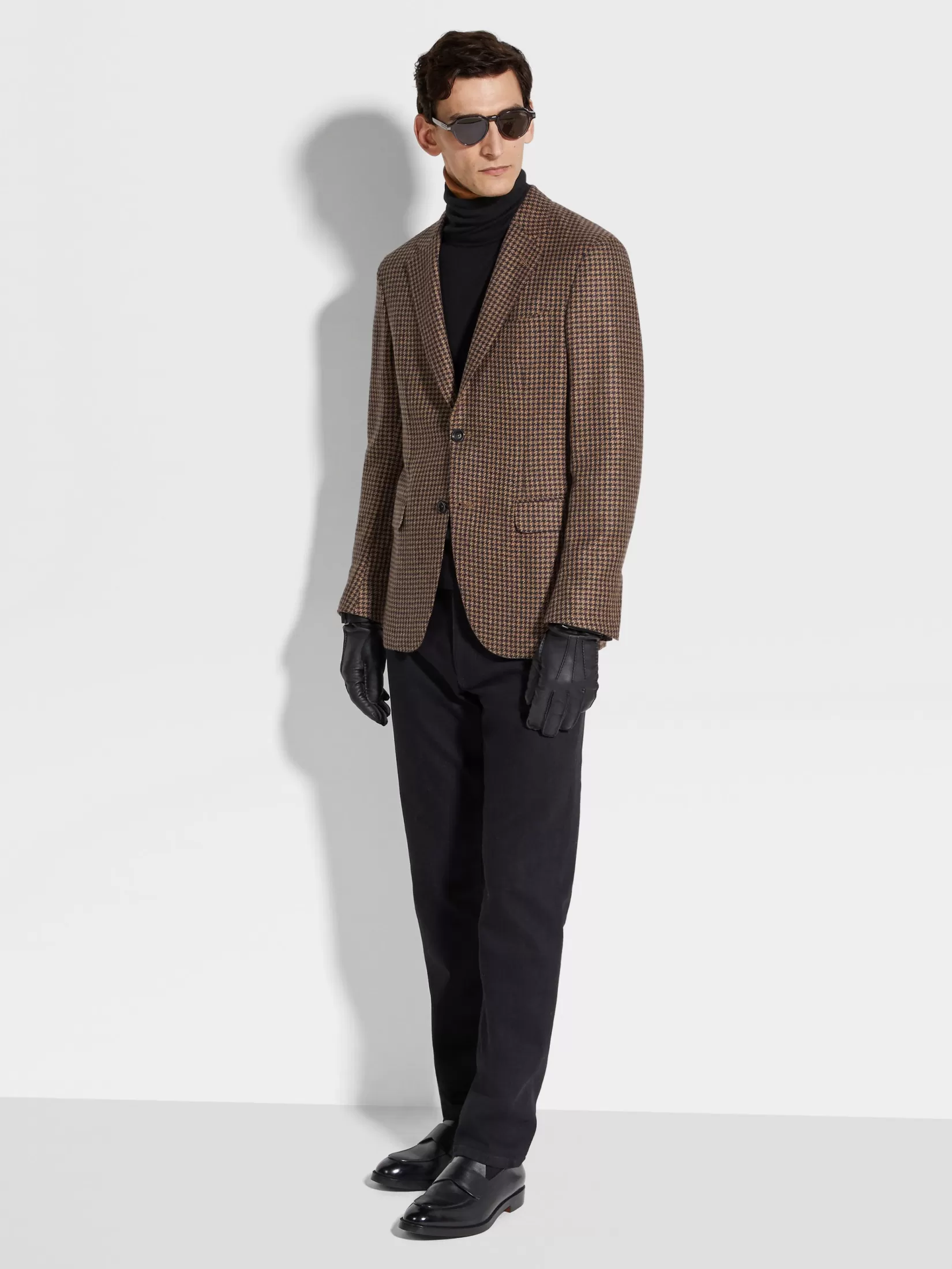 ZEGNA Blazers<Dark Brown and Light Brown Cashmere and Silk Jacket DarkBrown/LightBrown