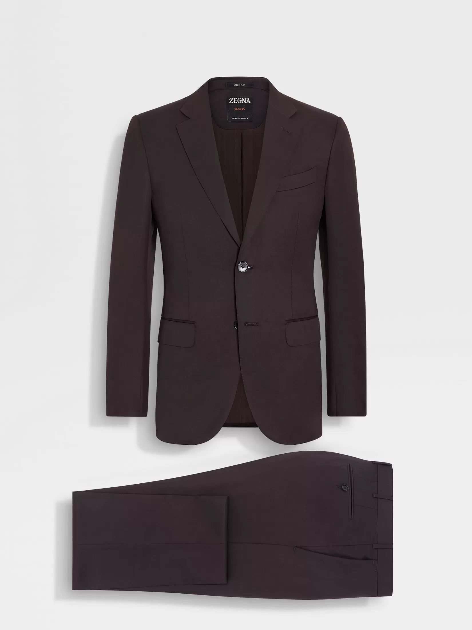 ZEGNA Suits<Dark Brown Centoventimila Wool Suit DarkBrown