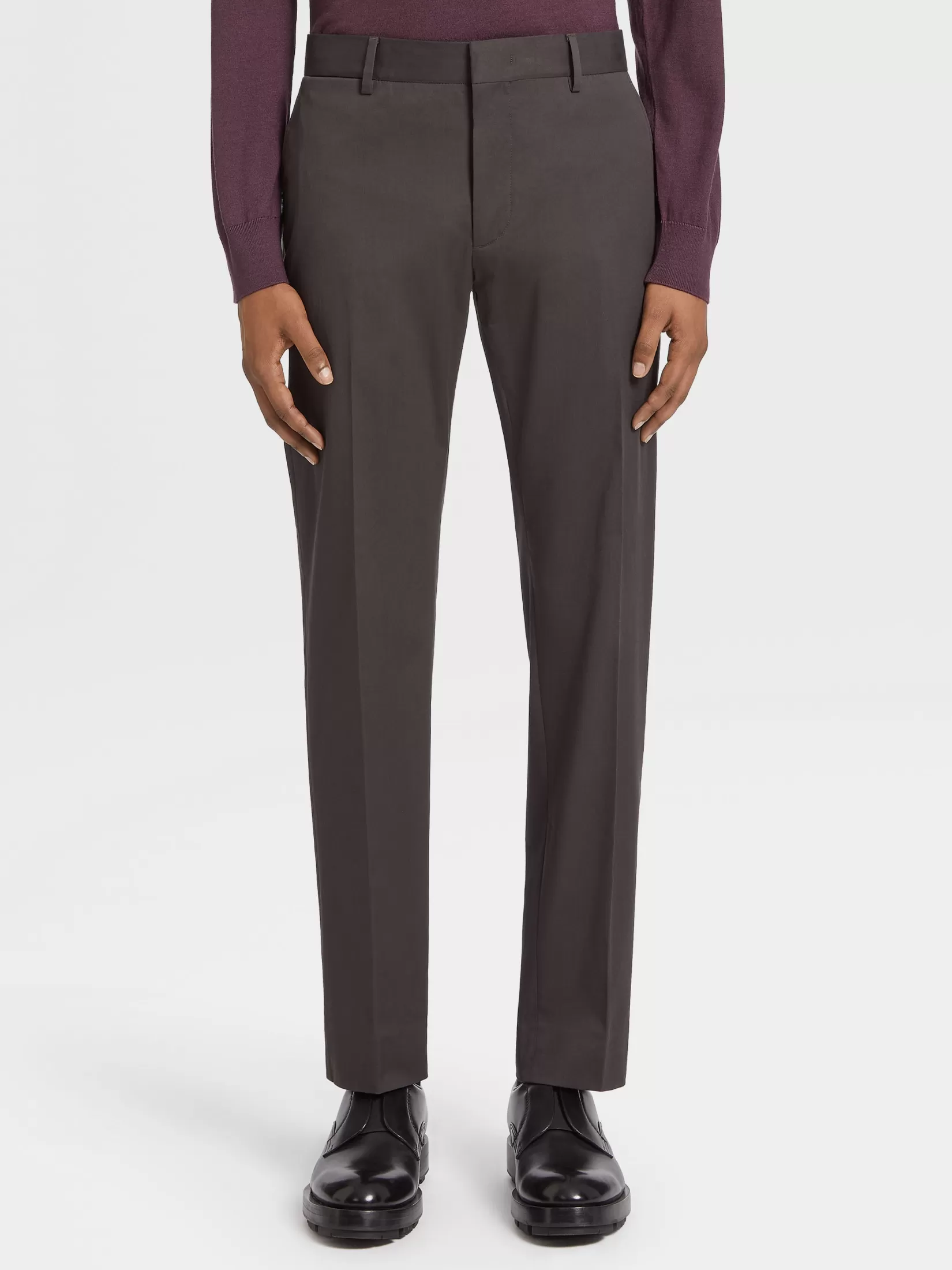 ZEGNA Pants<Dark Brown Comfort Cotton Pants DarkBrown