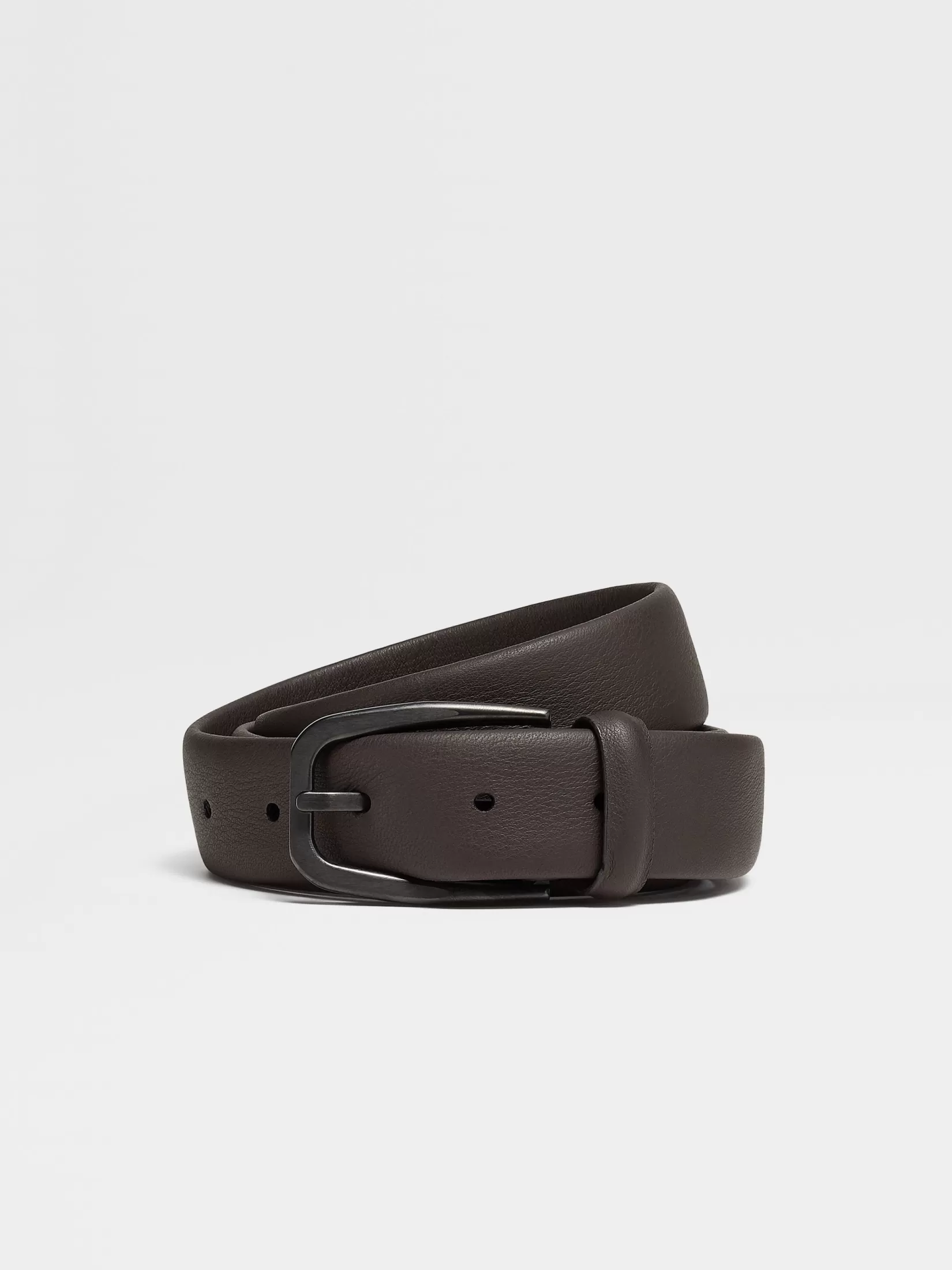 ZEGNA Belts<Dark Brown Leather Belt DarkBrown