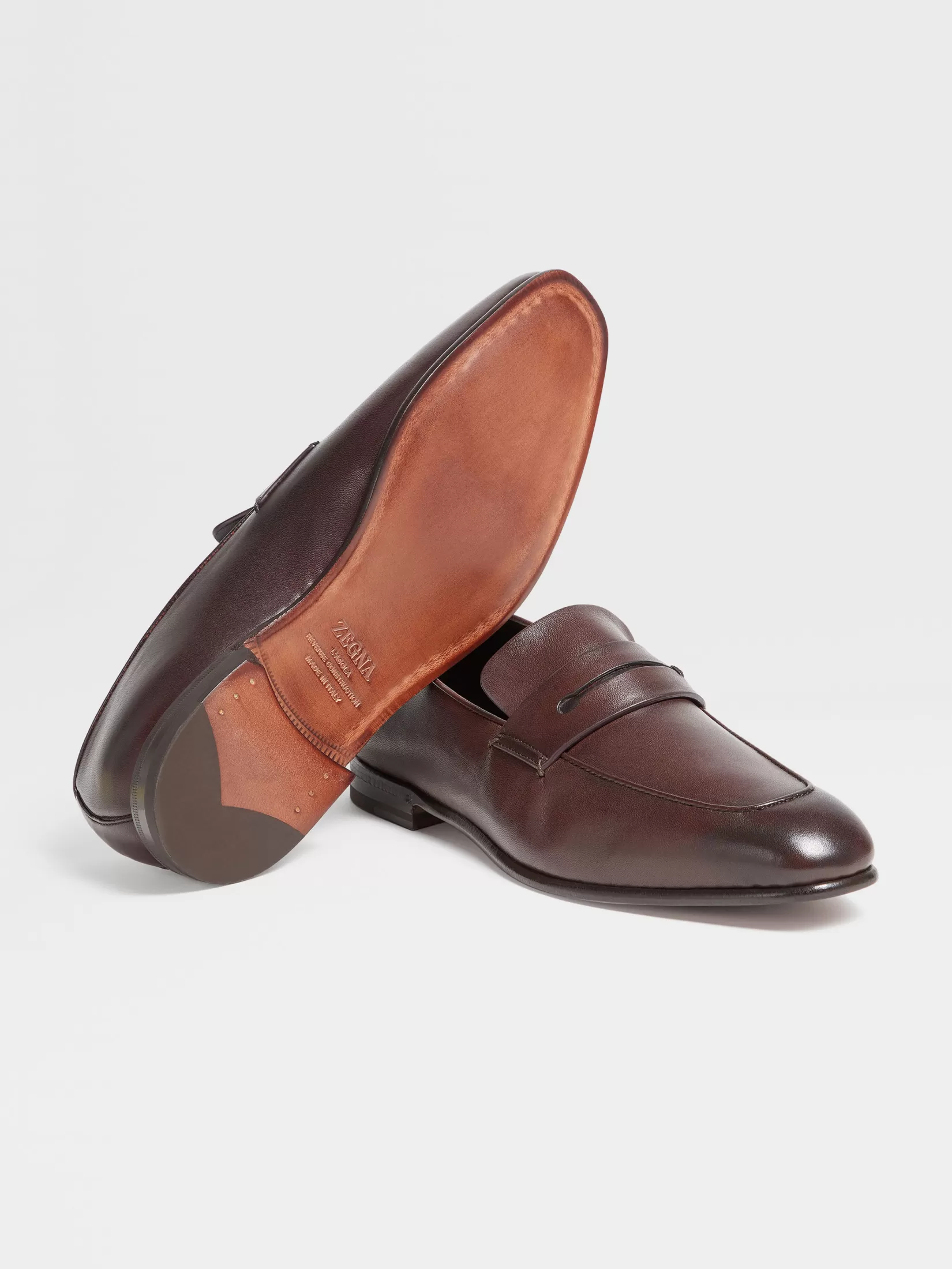 ZEGNA Loafers<Dark Brown Leather L'Asola Loafers DarkBrown