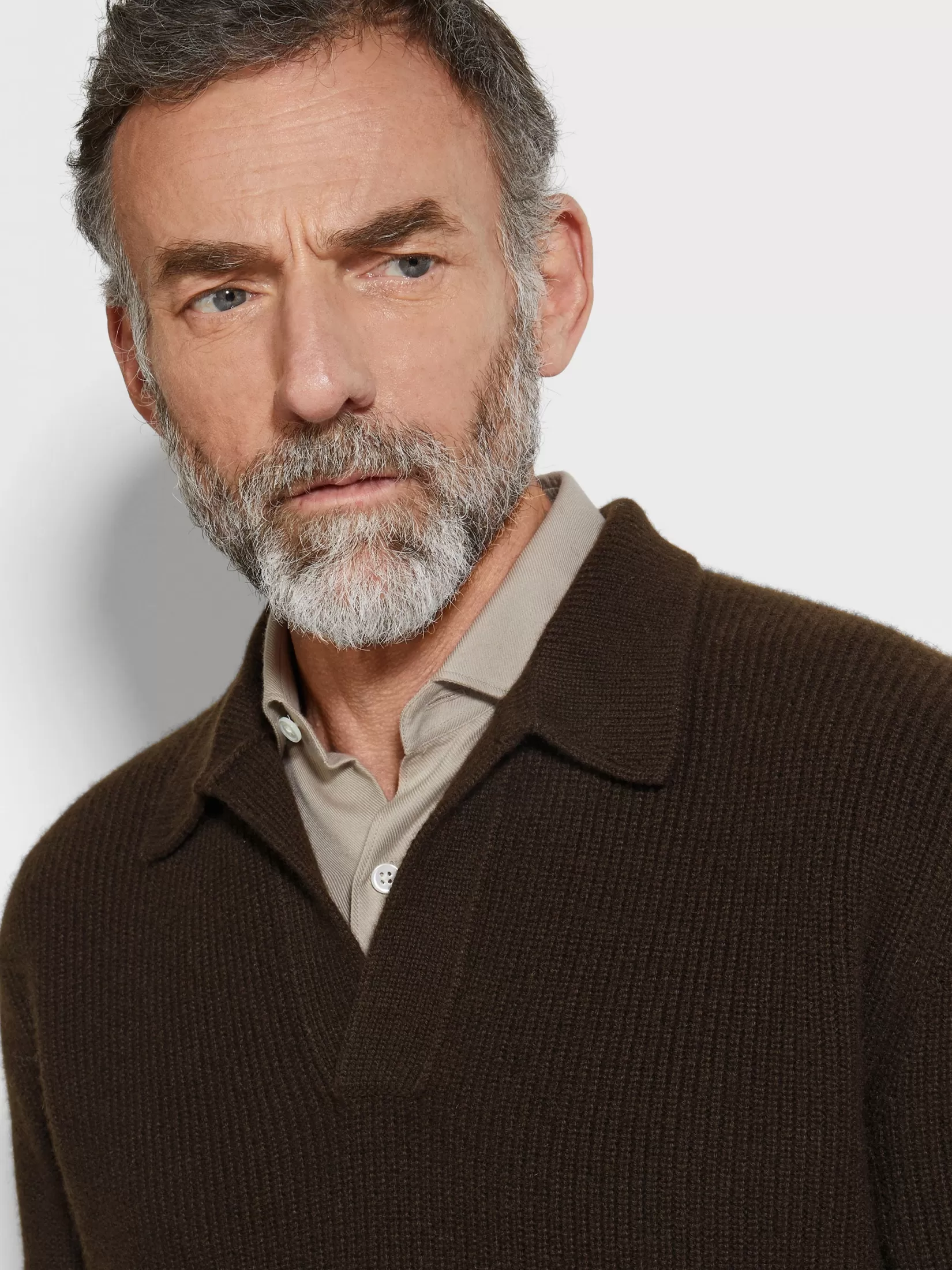 ZEGNA Polo Shirts | Sweaters<Dark Brown Mélange Oasi Cashmere Polo Shirt DarkBrownMélange