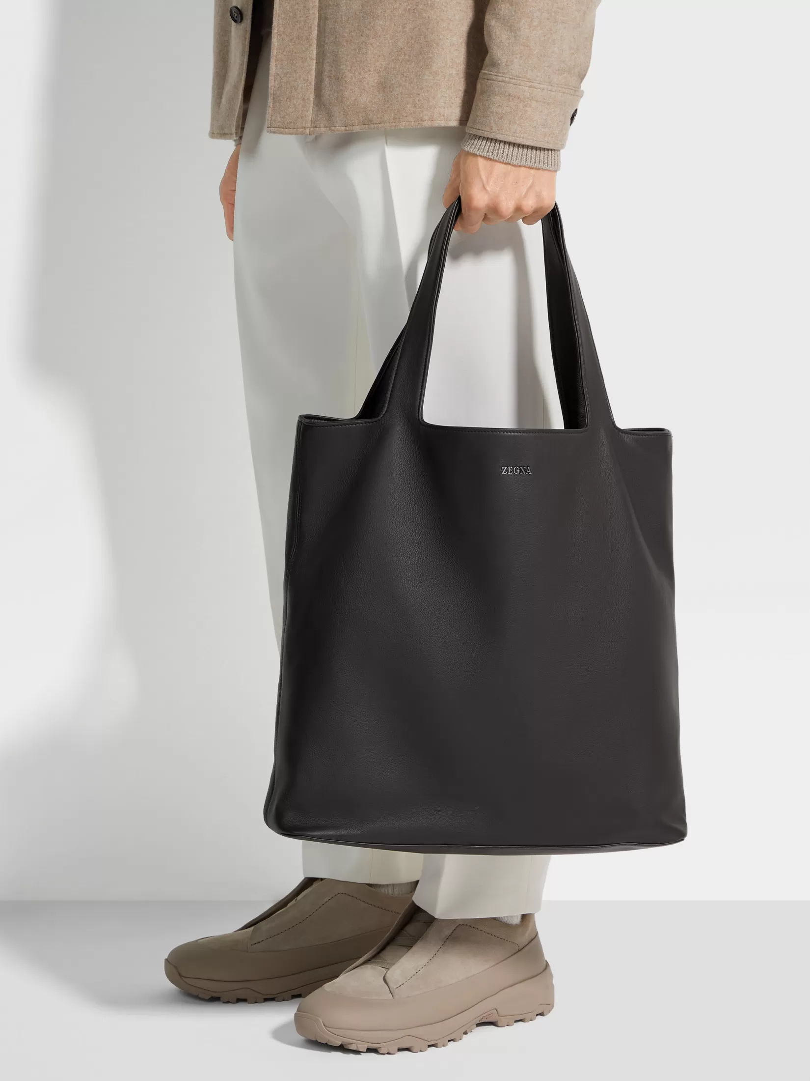 ZEGNA Travel In Style | Bags And Wallets<Dark Brown SECONDSKIN Tote Bag DarkBrown