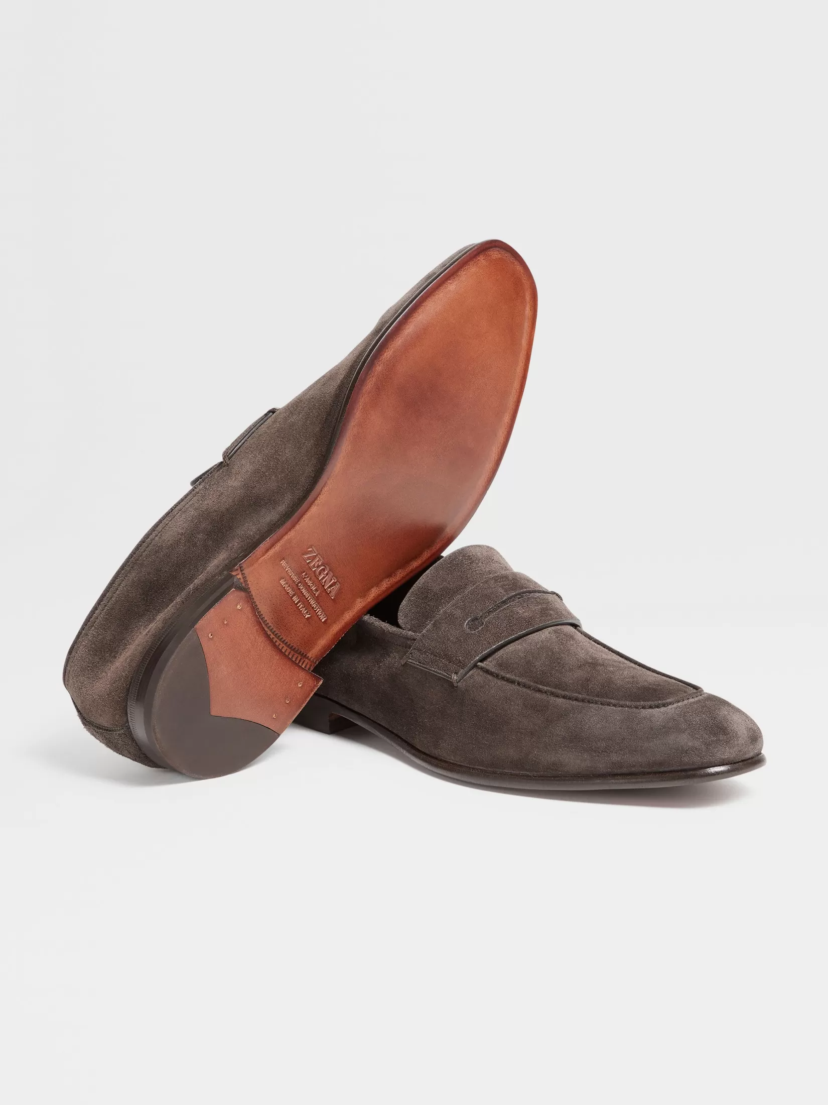 ZEGNA Loafers<Dark Brown Suede L'Asola Loafers DarkBrown