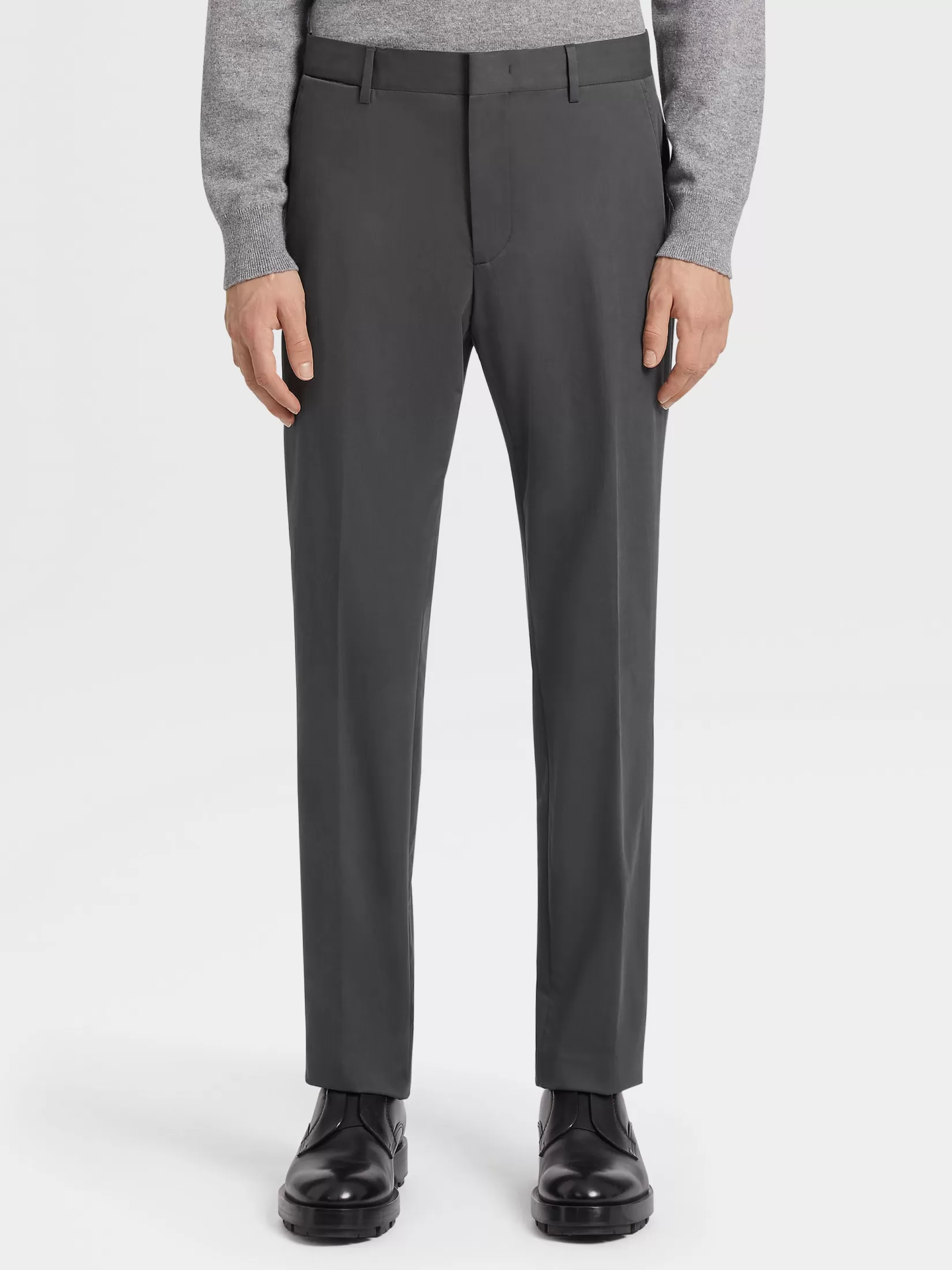 ZEGNA Pants<Dark Grey Comfort Cotton Pants DarkGrey