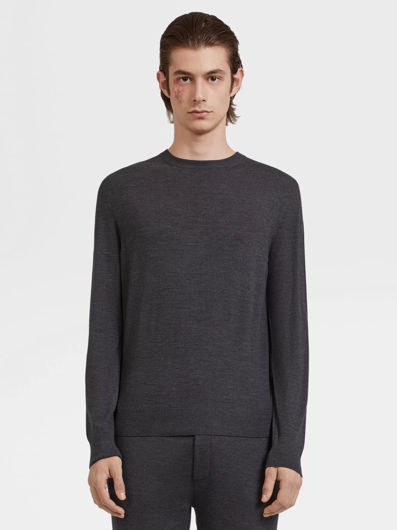 ZEGNA Sweaters<Dark Grey 12milmil12 Wool Crewneck DarkGrey