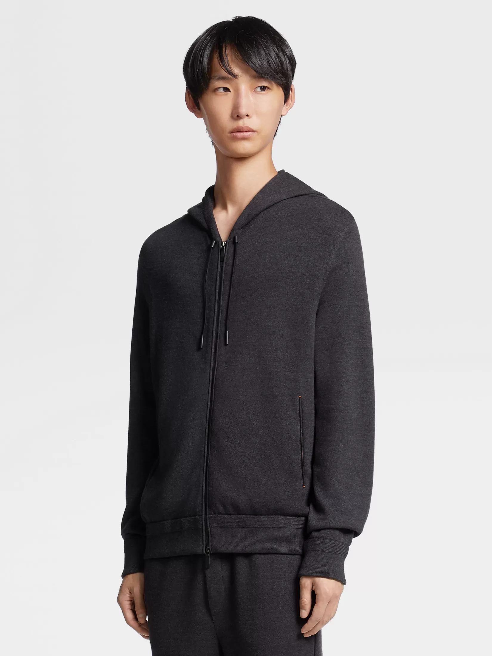 ZEGNA Joggers And Sweatshirts | Sweaters<Dark Grey 12milmil12 Wool Full Zip Hoodie DarkGrey