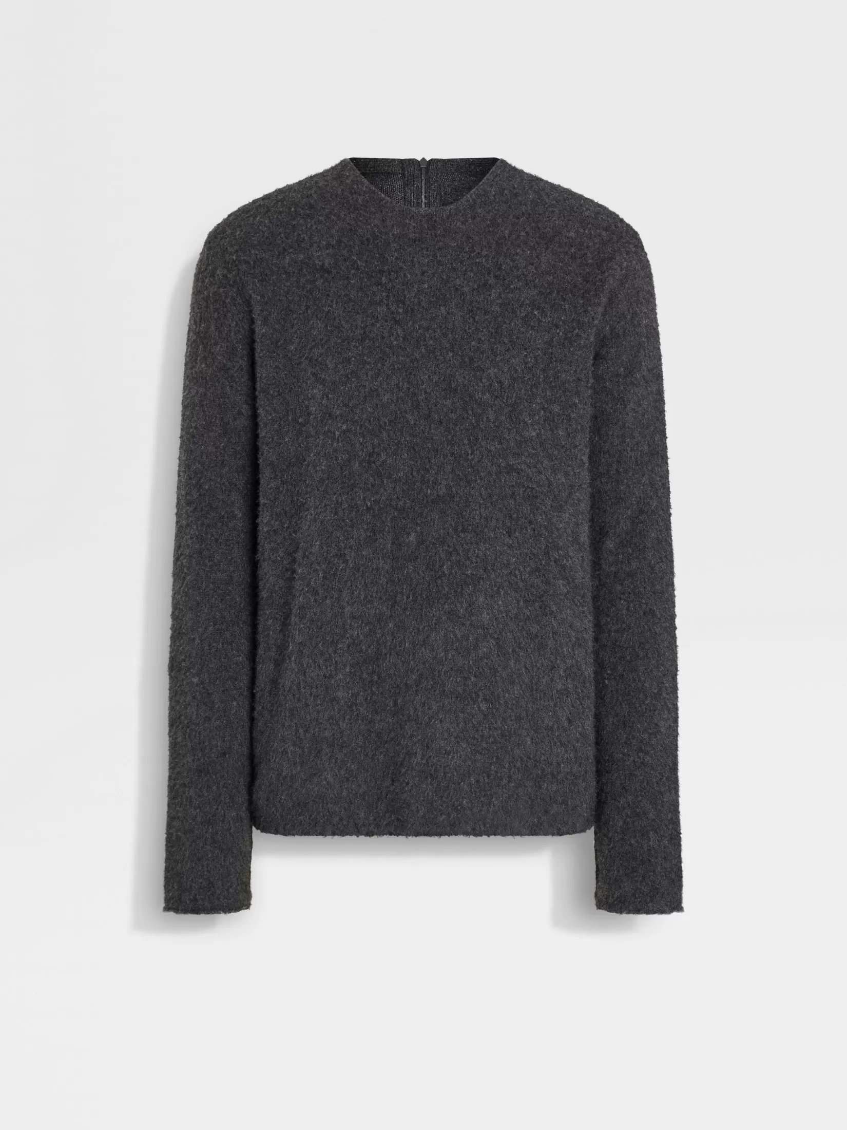 ZEGNA Sweaters<Dark Grey Mélange Oasi Cashmere Crewneck DarkGreyMélange