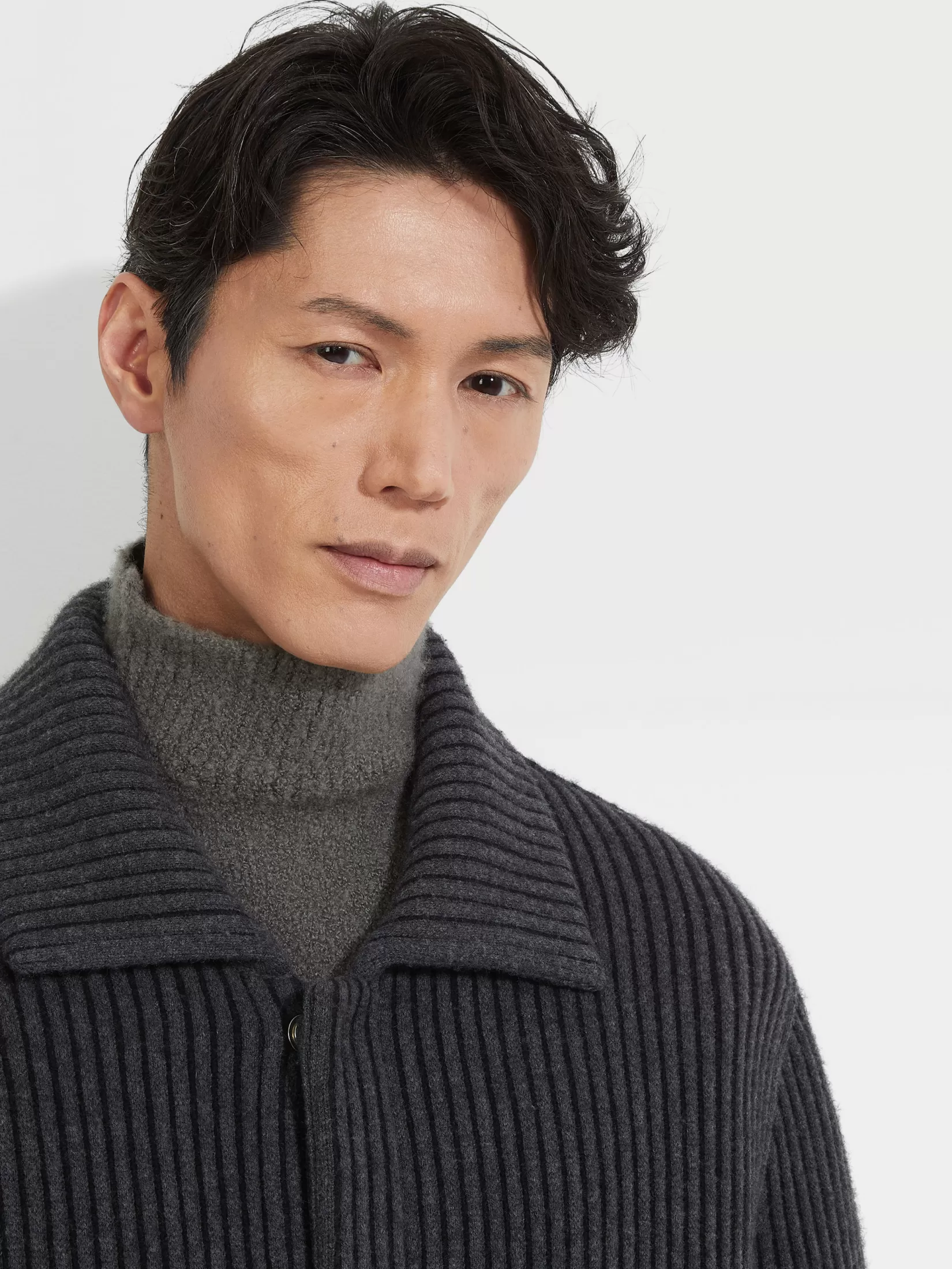 ZEGNA Jackets And Coats<Dark Grey Mélange Wool and Cashmere Chore Jacket DarkGreyMélange