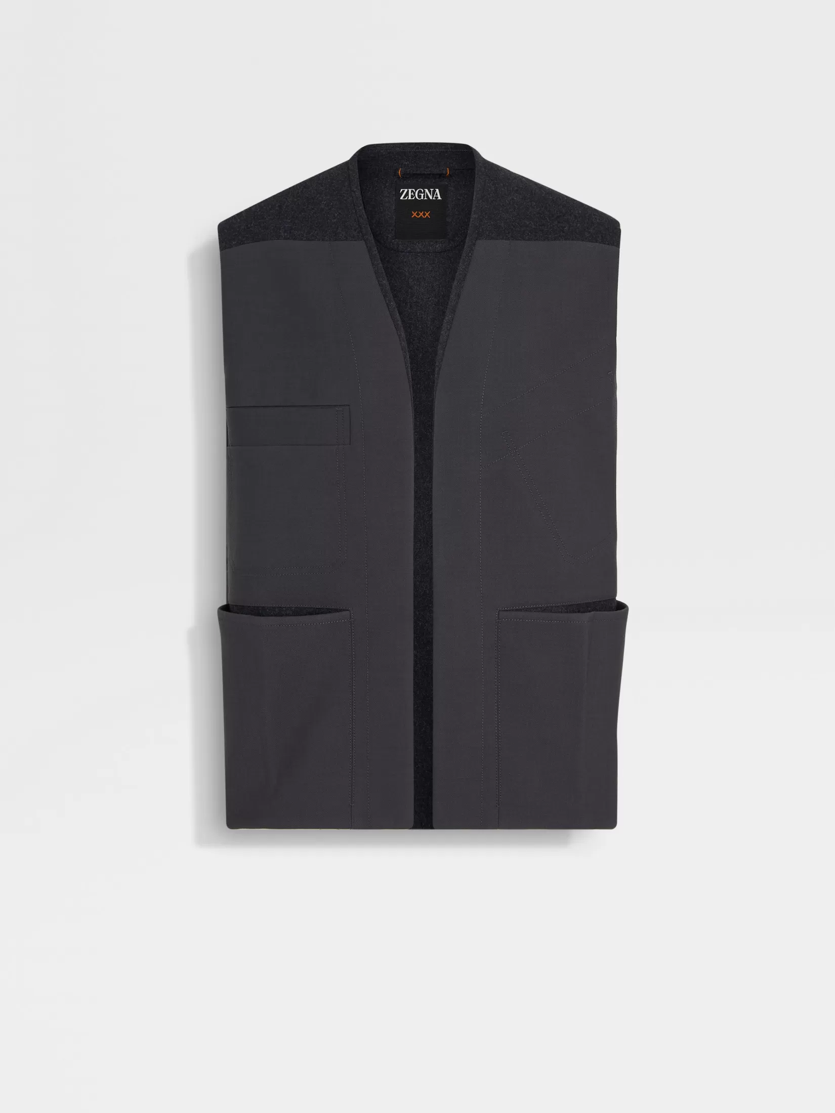 ZEGNA Blazers<Dark Grey Wool and Cashmere Jacket DarkGrey