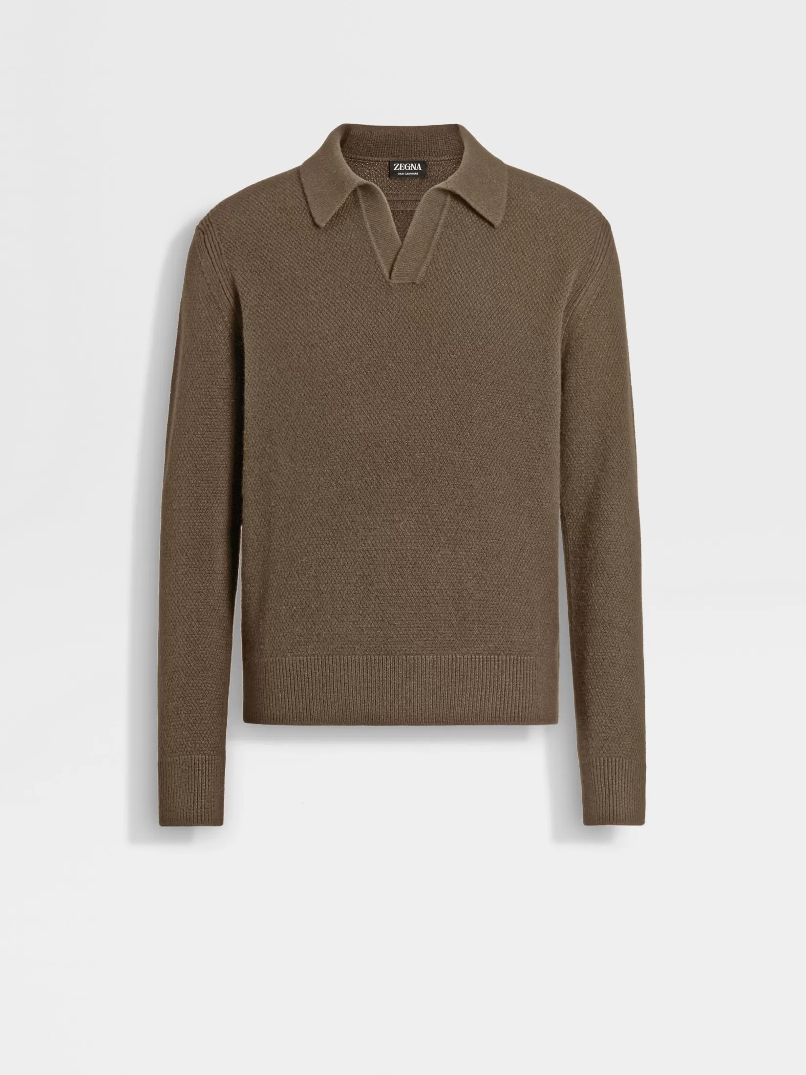 ZEGNA Travel In Style | Polo Shirts<Dark Khaki Mélange Oasi Cashmere Polo Shirt DarkKhakiMélange