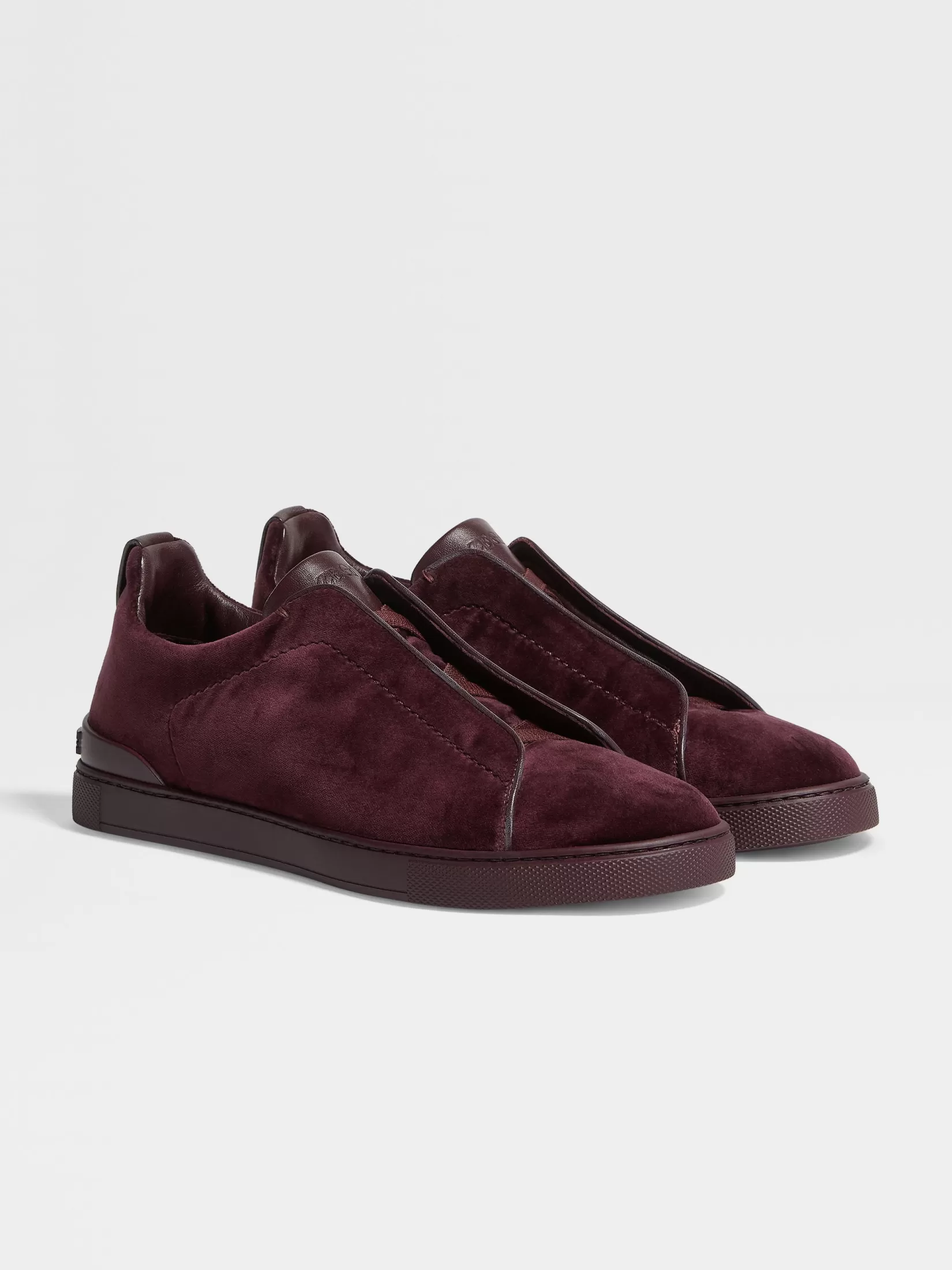 ZEGNA Sneakers<Dark Purple Velvet Triple Stitch™ Sneakers DarkPurple