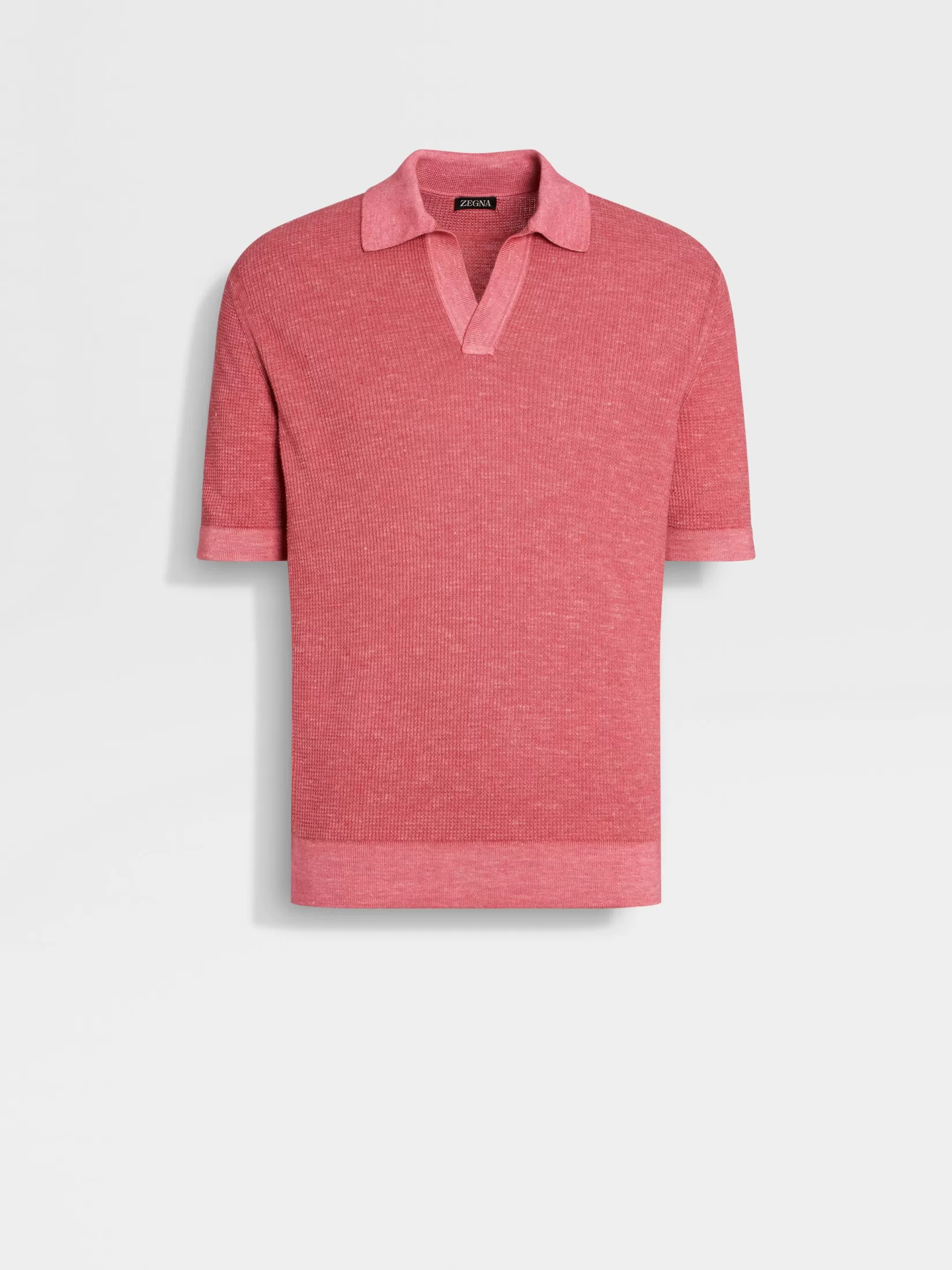 ZEGNA Resort Essentials | Polo Shirts<Fuchsia Mélange Silk Cashmere and Linen Polo Shirt FuchsiaMélange