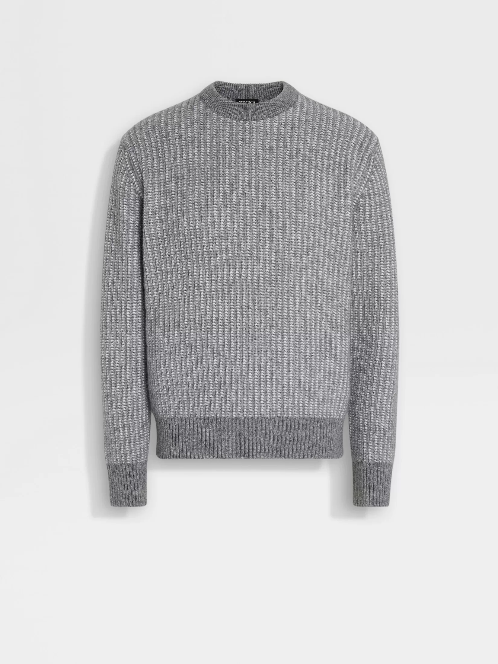 ZEGNA Travel In Style | Sweaters<Grey and White Cashmere Mohair and Silk Crewneck Grey/White