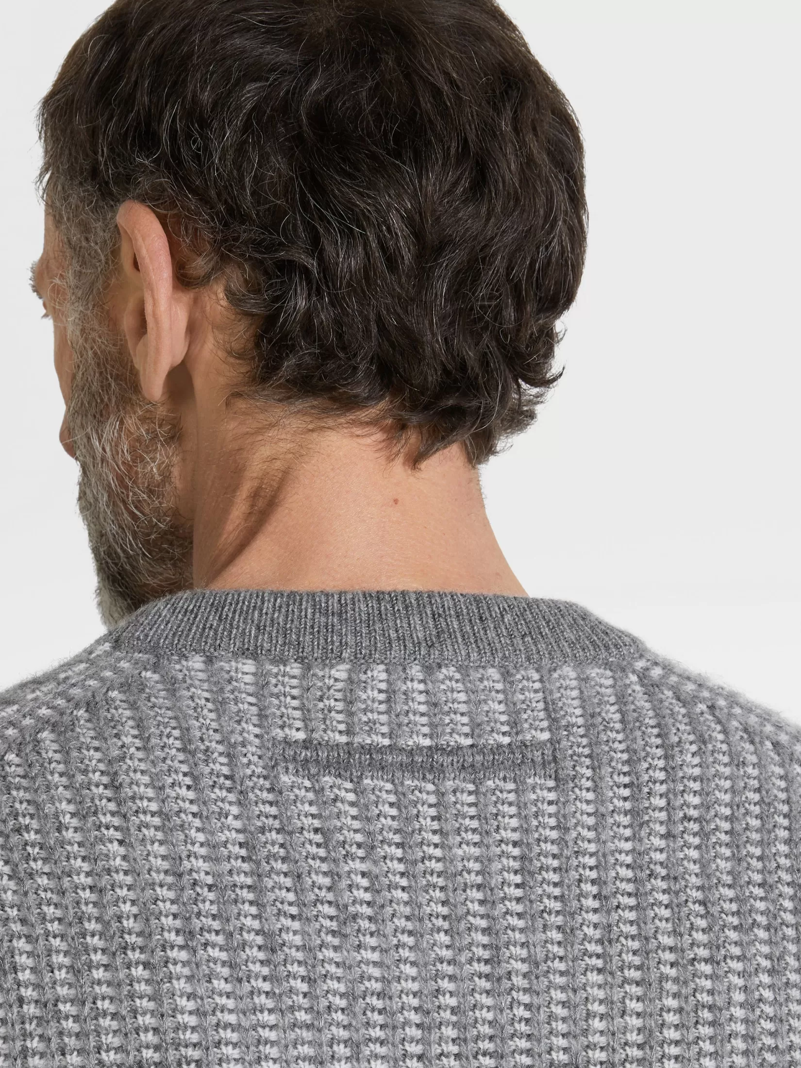 ZEGNA Travel In Style | Sweaters<Grey and White Cashmere Mohair and Silk Crewneck Grey/White