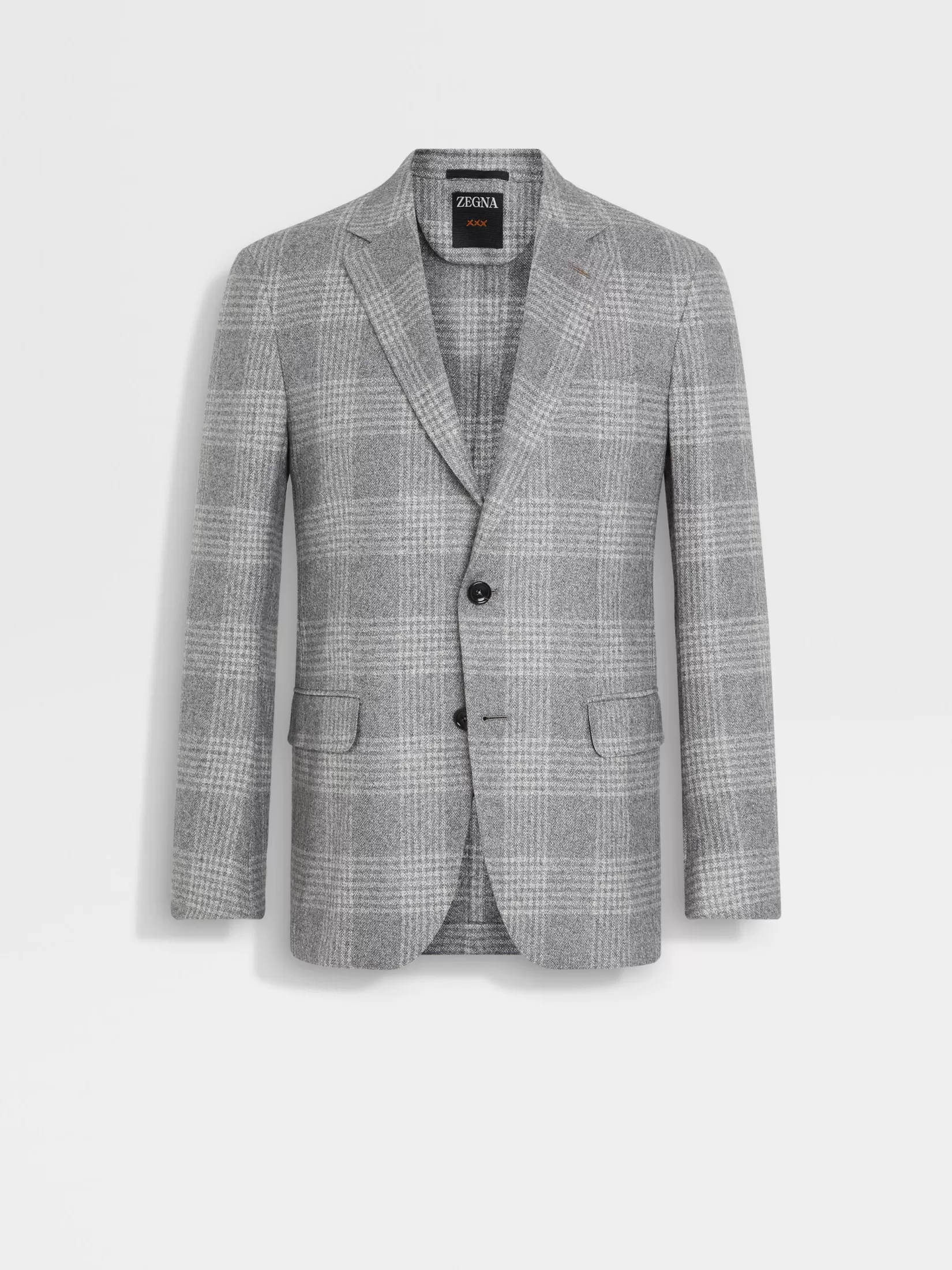 ZEGNA Blazers<Grey and White Silk and Cashmere Jacket Grey/White