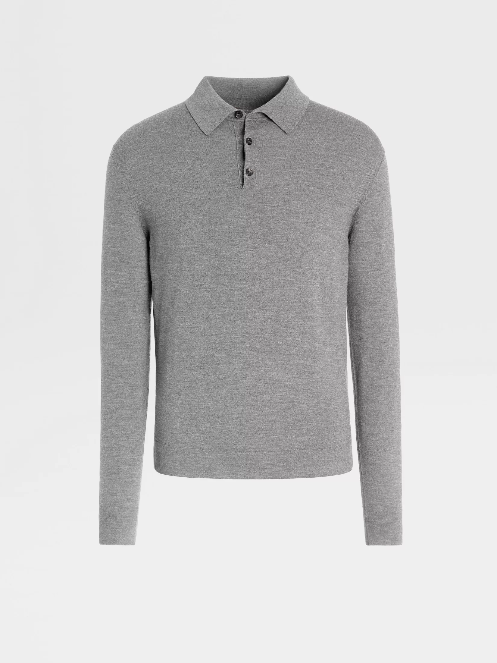 ZEGNA Sweaters<Grey Mélange 12milmil12 Wool Polo Shirt GreyMélange