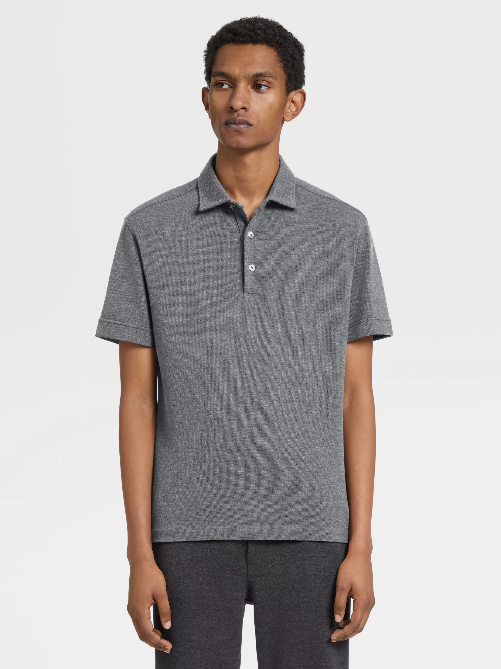 ZEGNA Polo Shirts<Grey Mélange 12milmil12 Wool Polo Shirt GreyMélange