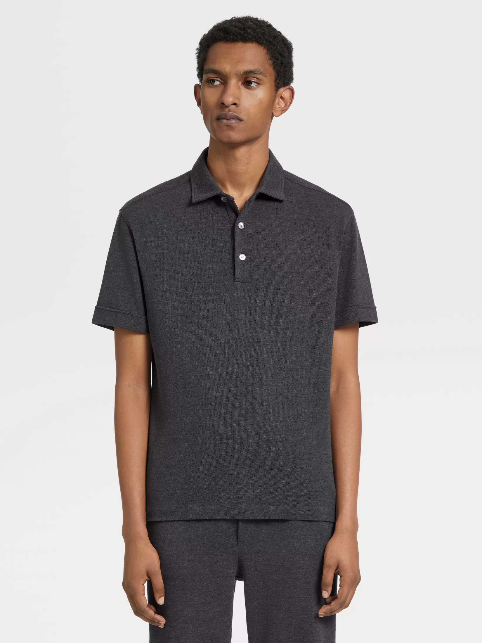 ZEGNA Polo Shirts<Grey Mélange 12milmil12 Wool Polo Shirt GreyMélange