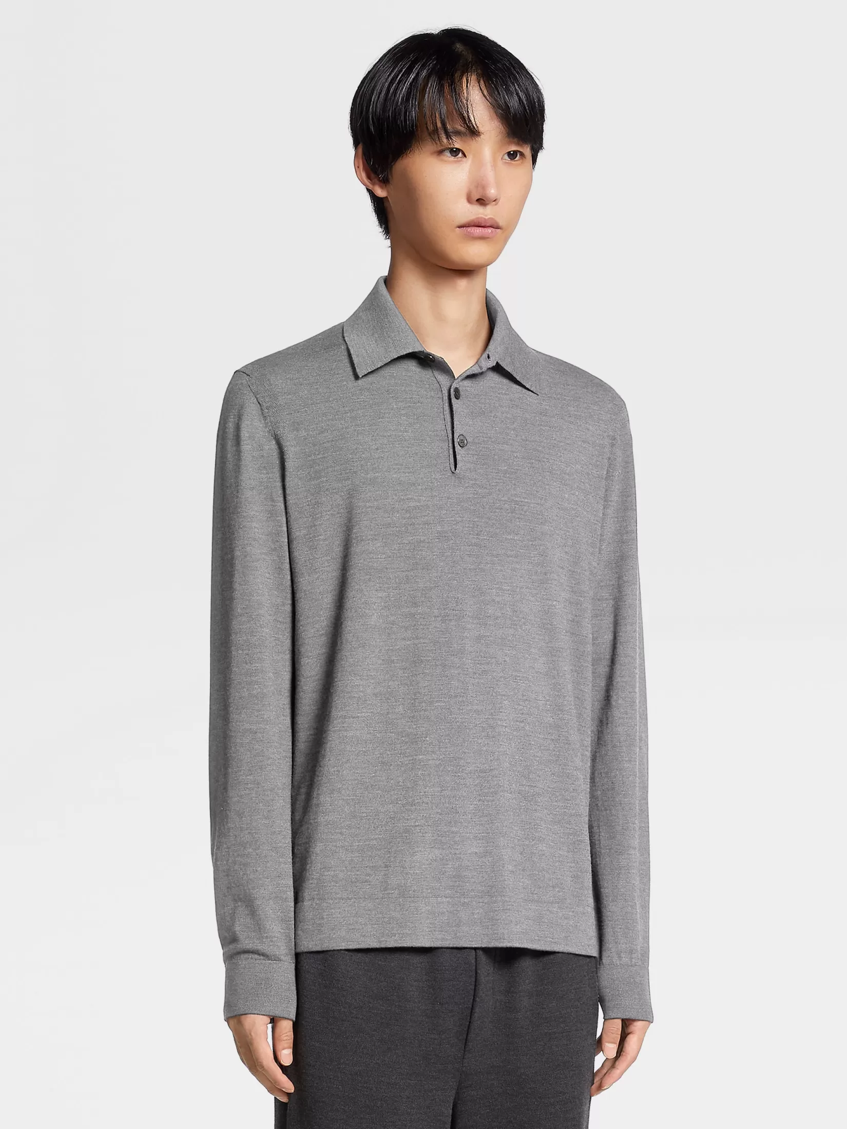 ZEGNA Sweaters<Grey Mélange 12milmil12 Wool Polo Shirt GreyMélange