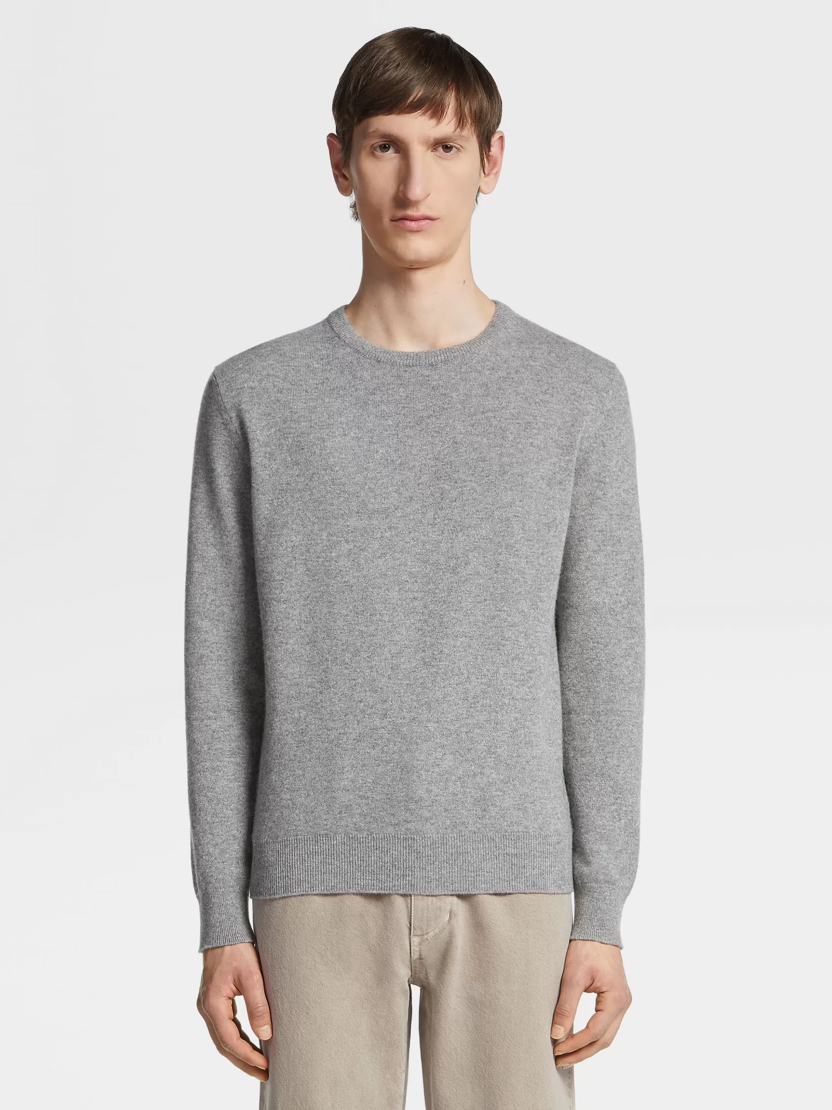 ZEGNA Sweaters<Grey Mélange Oasi Cashmere Crewneck GreyMélange