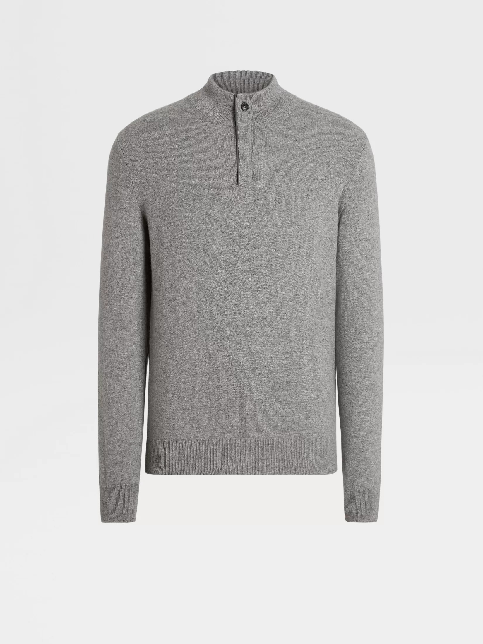 ZEGNA Sweaters<Grey Mélange Oasi Cashmere Zip Mock Neck Sweater GreyMélange