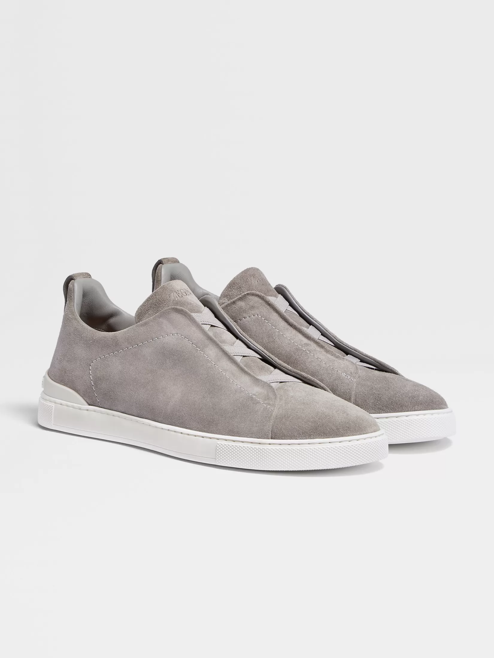 ZEGNA Sneakers<Grey Mélange Suede Triple Stitch™ Sneakers GreyMélange