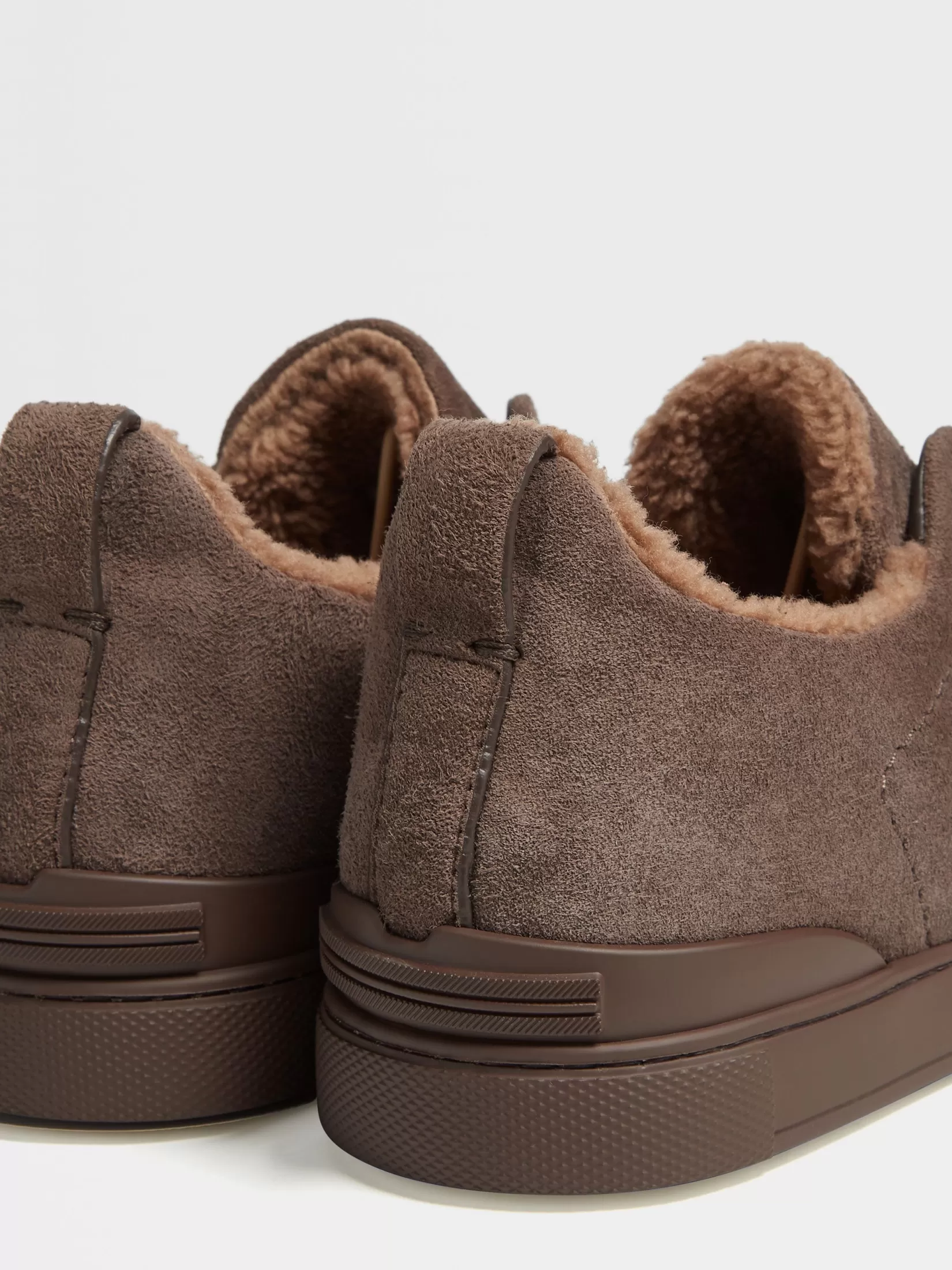 ZEGNA Sneakers<Greyish Brown Suede Triple Stitch™ Sneakers GreyishBrown