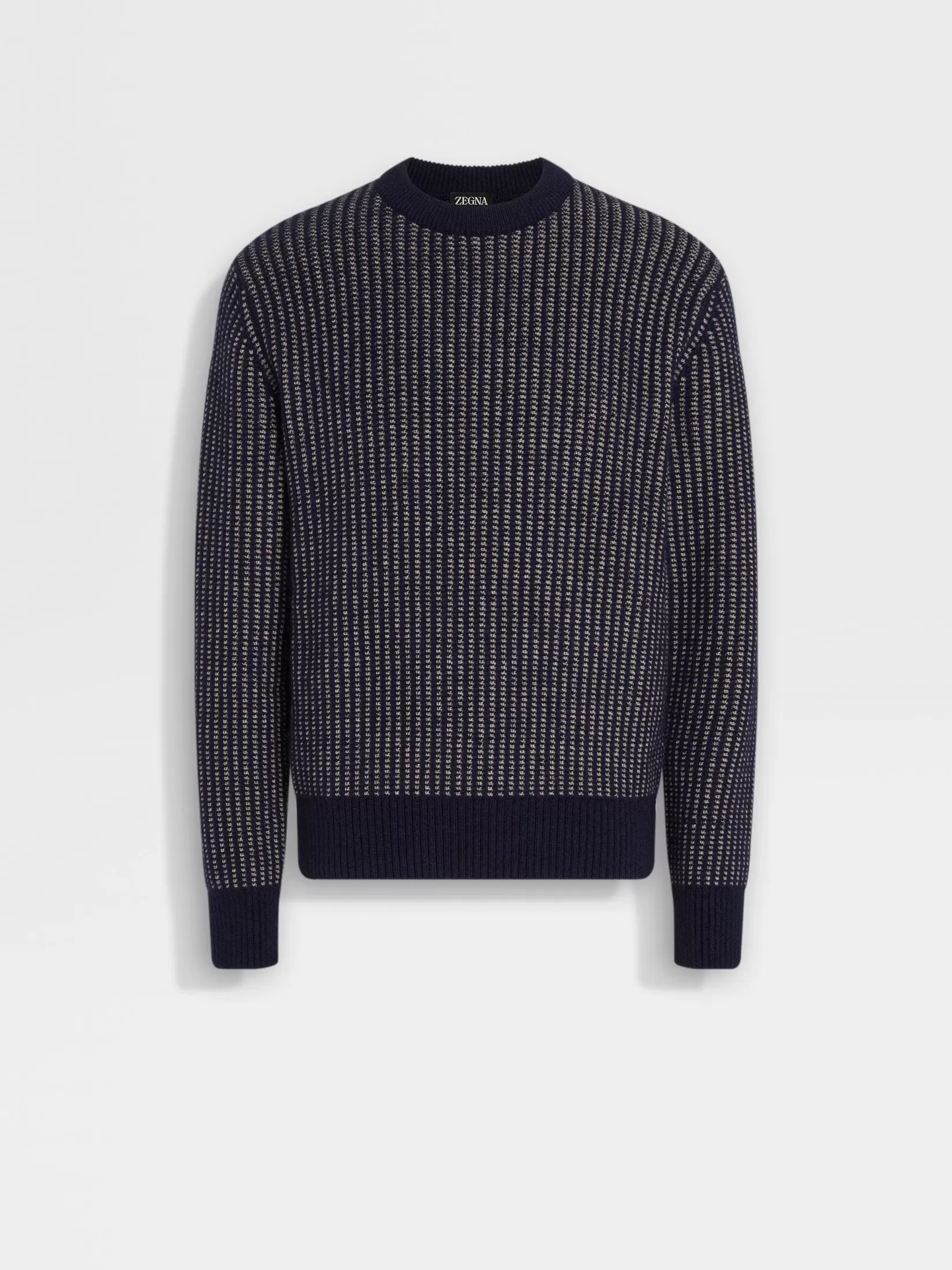 ZEGNA Travel In Style | Sweaters<Ink Blue and Light Taupe Cashmere Mohair and Silk Crewneck InkBlue/LightTaupe