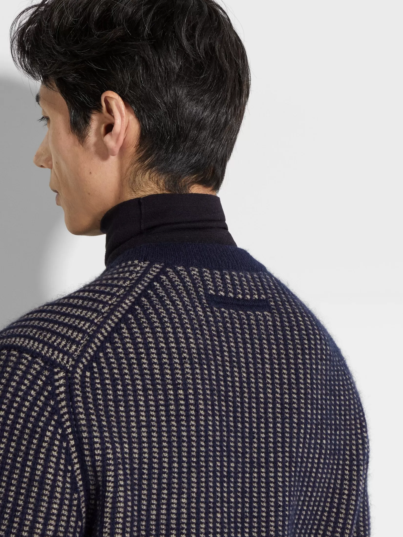 ZEGNA Travel In Style | Sweaters<Ink Blue and Light Taupe Cashmere Mohair and Silk Crewneck InkBlue/LightTaupe