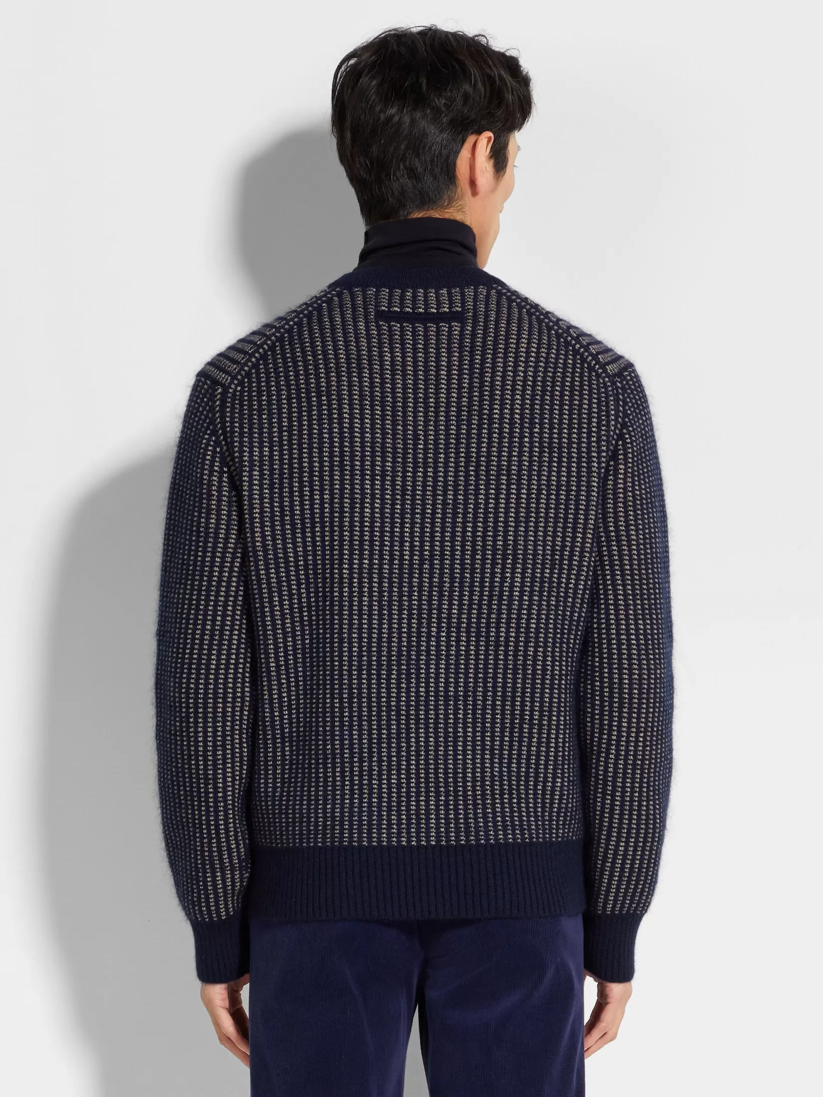 ZEGNA Travel In Style | Sweaters<Ink Blue and Light Taupe Cashmere Mohair and Silk Crewneck InkBlue/LightTaupe